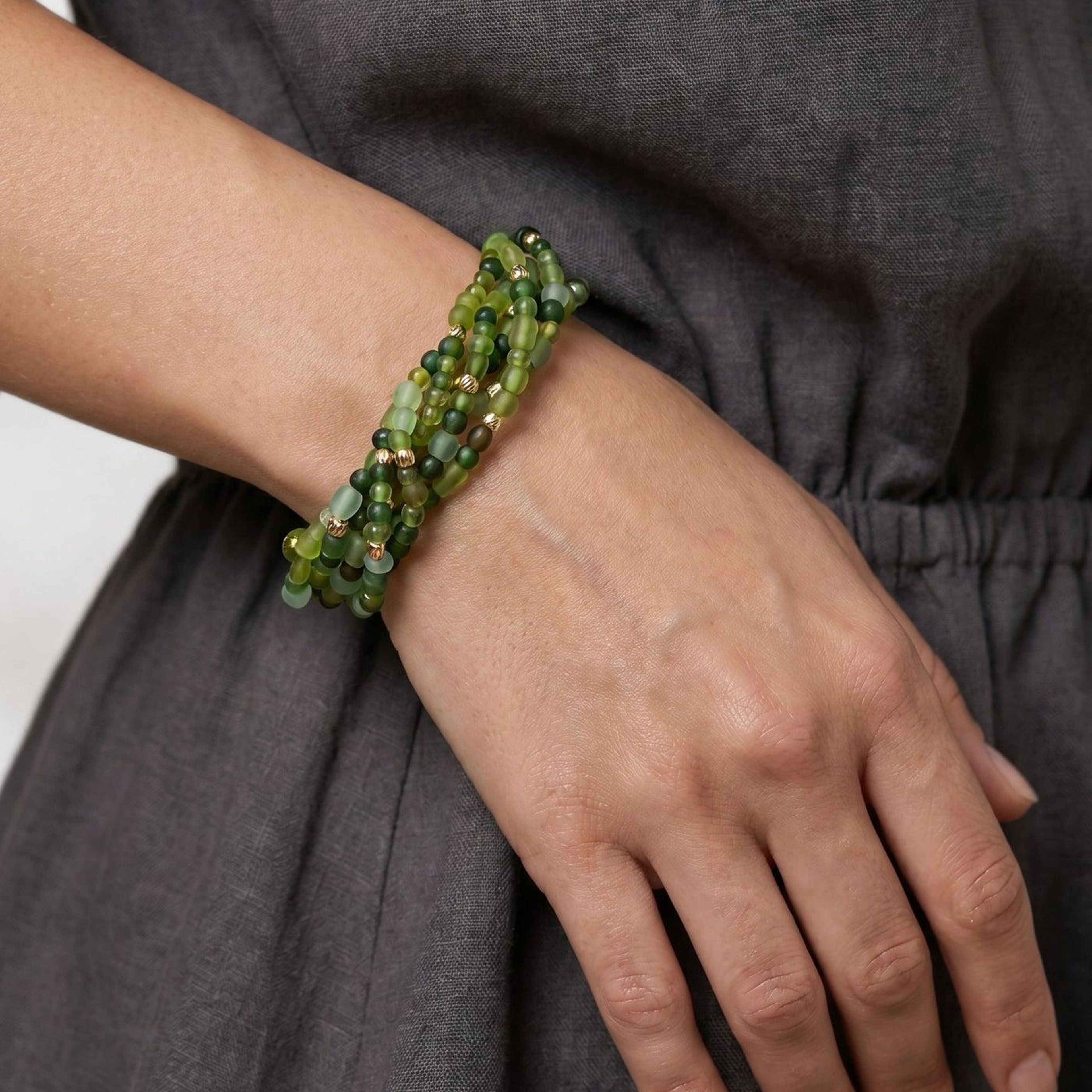 BERRİN ÖZKAN GYPSET PALM YEŞİL DOĞAL TAŞ KADIN BİLEKLİK