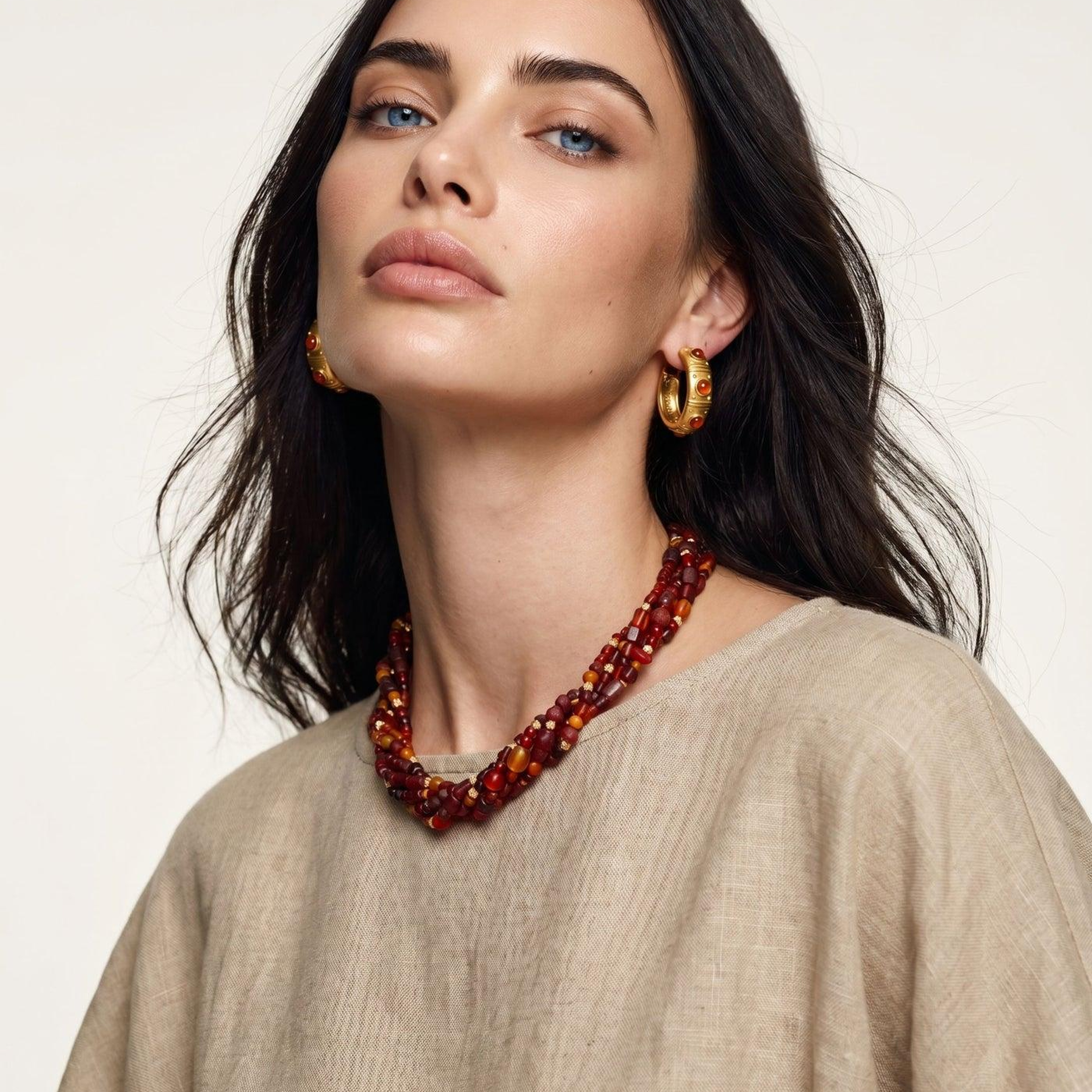 BERRİN ÖZKAN GYPSET SUNSET KIRMIZI DOĞAL TAŞ KADIN KOLYE