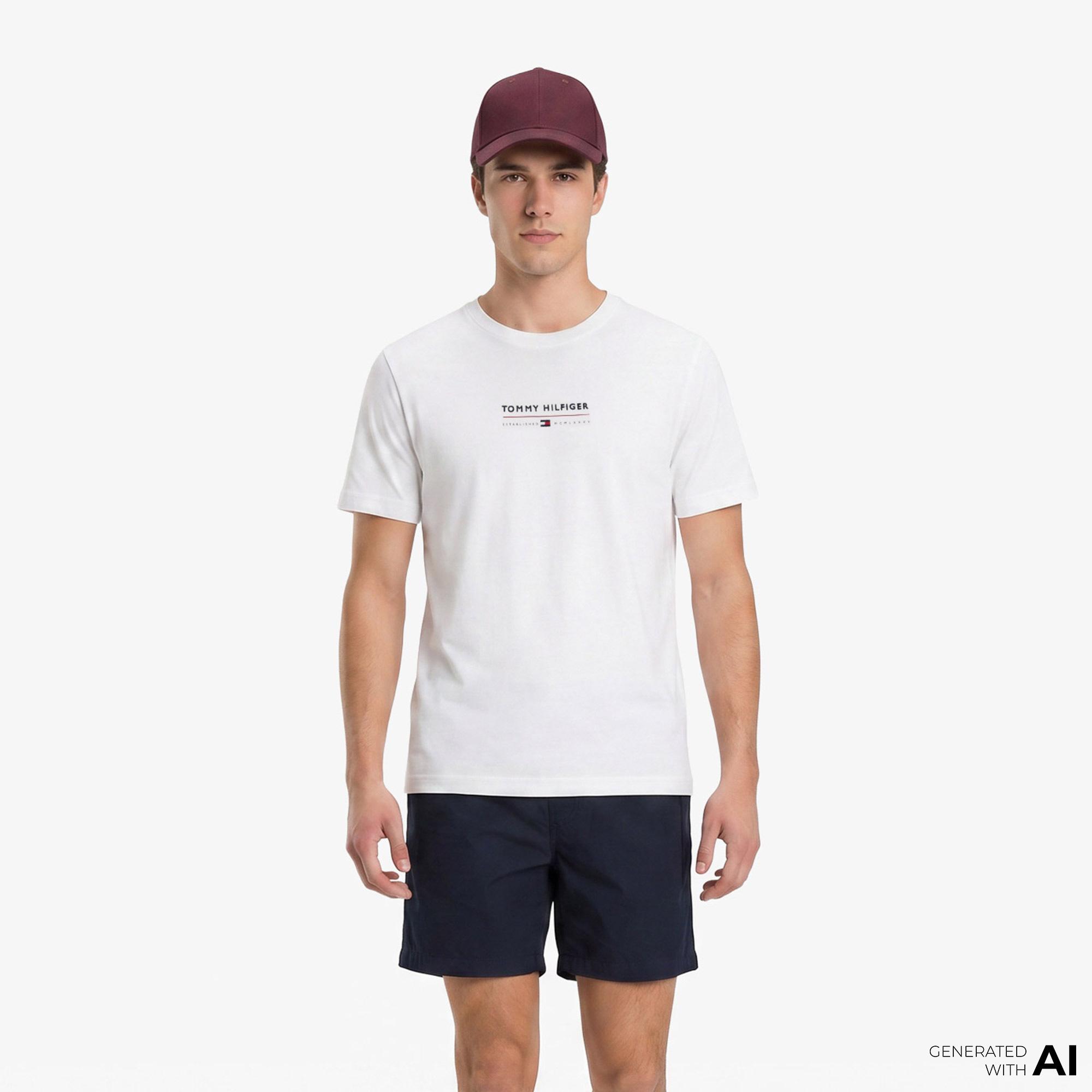 Tommy Hilfiger Brand Love Erkek Beyaz T-Shirt