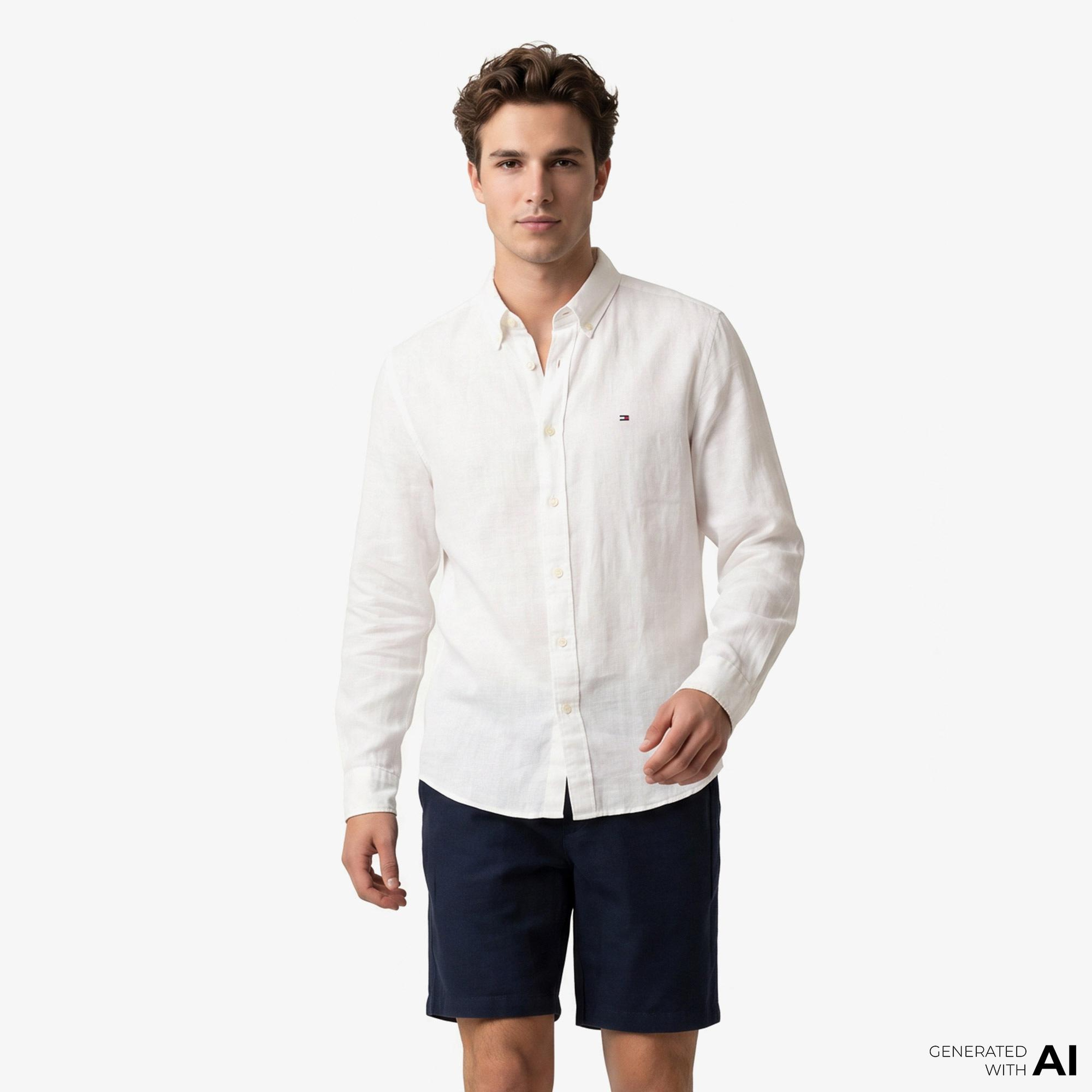Tommy Hilfiger Seasonal Quality Erkek Beyaz Gömlek
