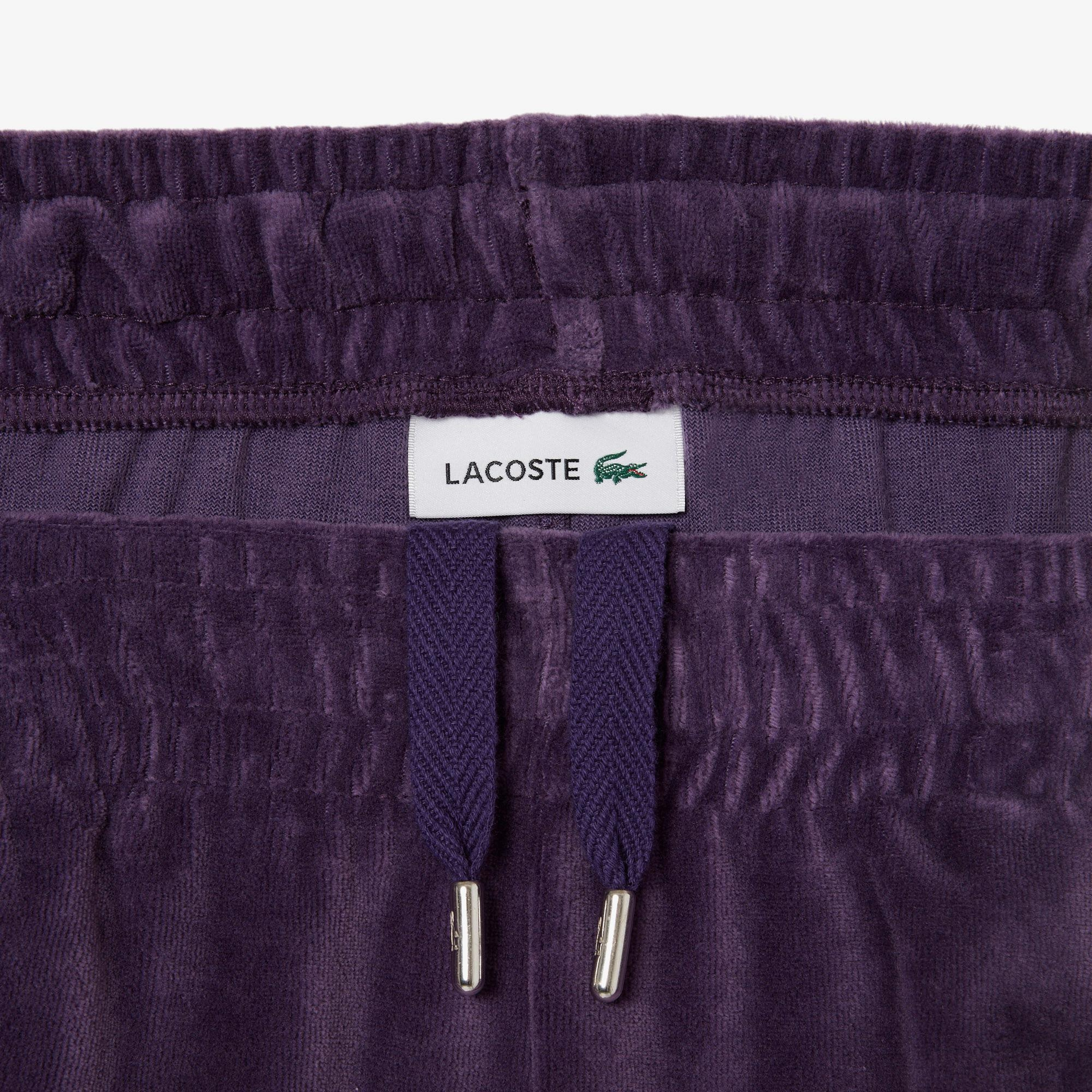 Lacoste Kadın Wide Leg Kadife Mor Eşofman Altı