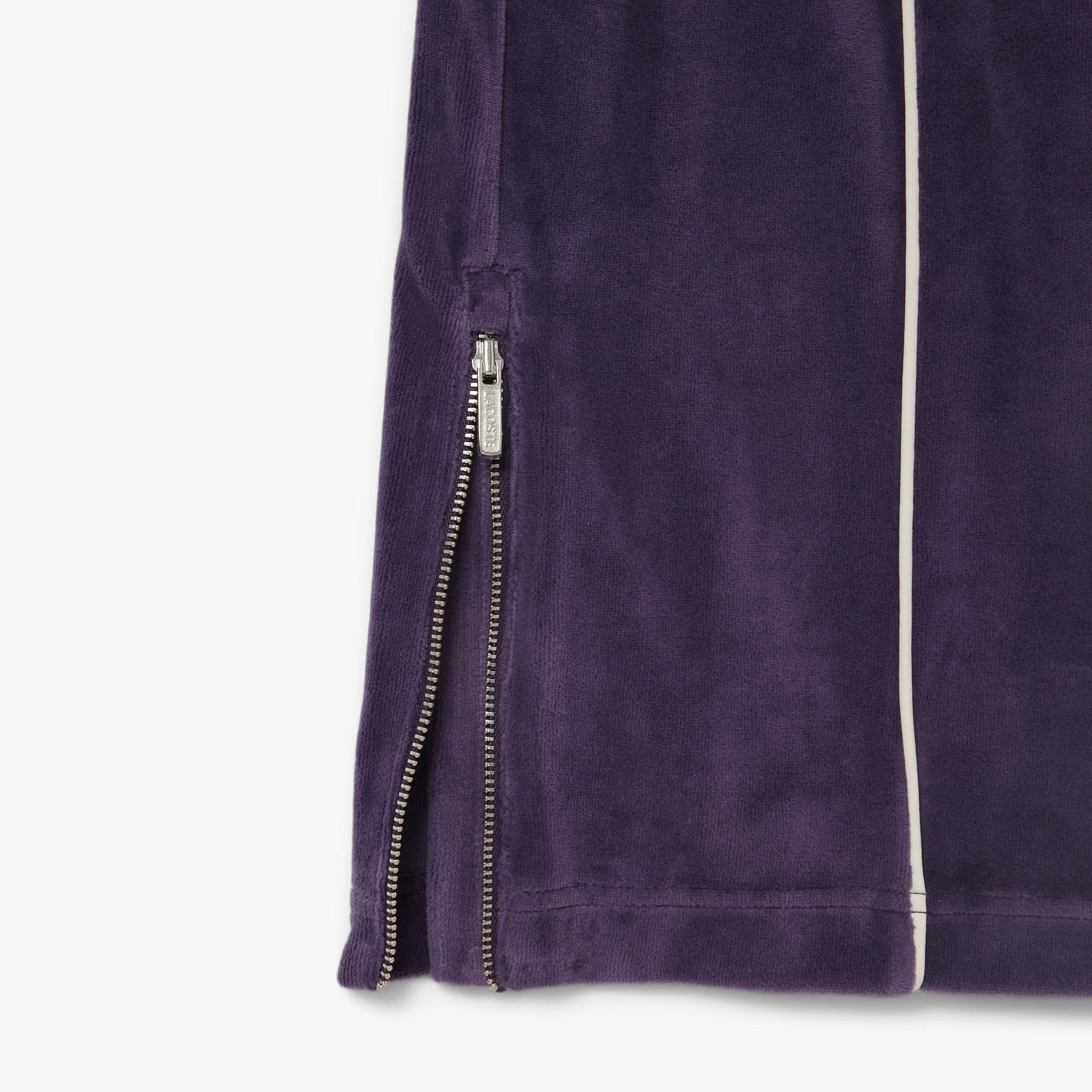 Lacoste Kadın Wide Leg Kadife Mor Eşofman Altı
