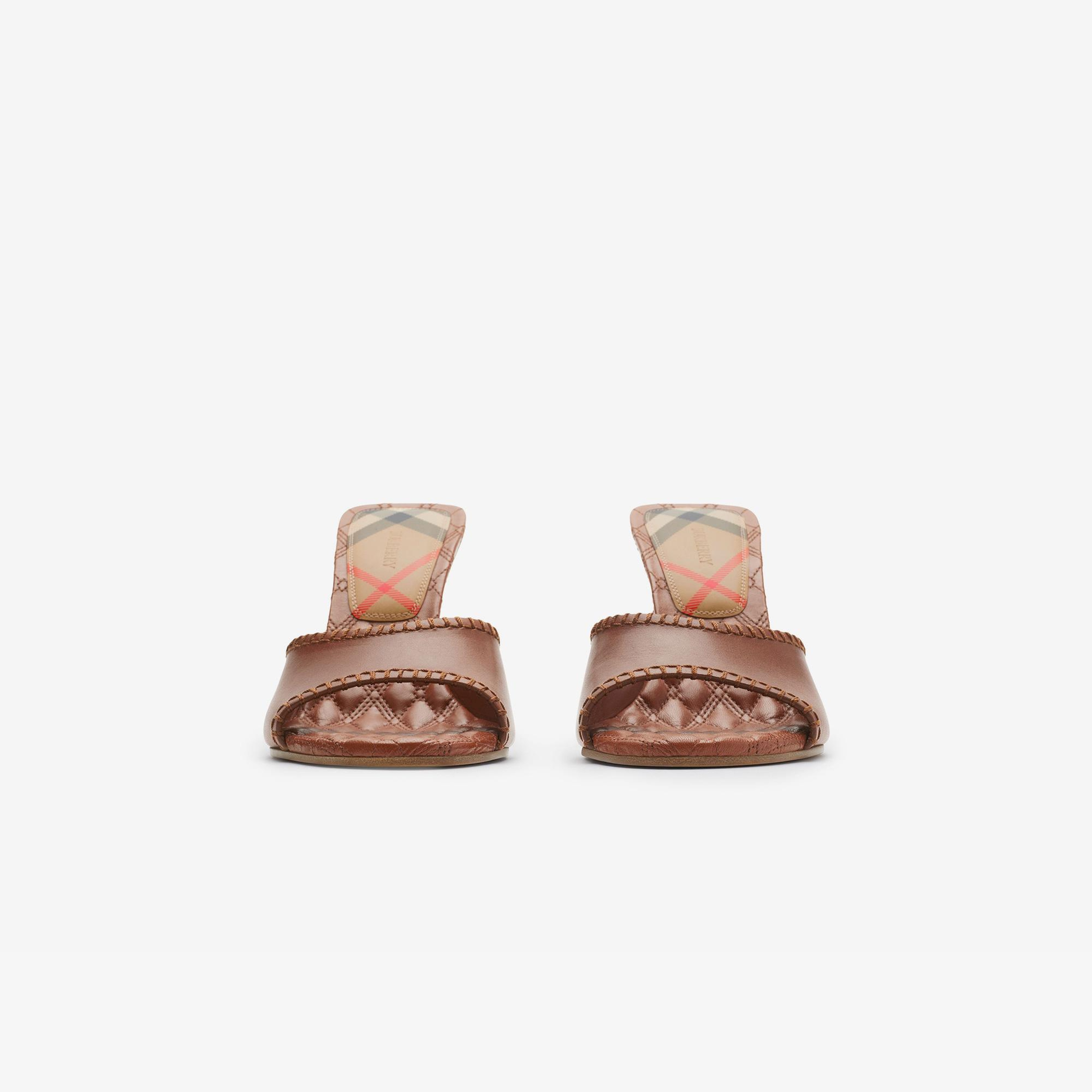 Burberry Leather Cabana Mules Kadın Kahverengi Topuklu Terlik