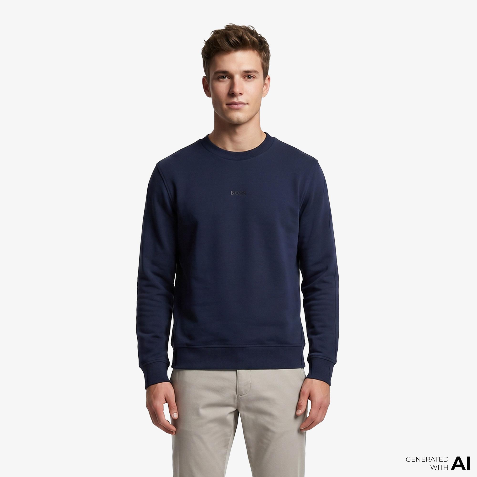 Boss We Small Crew Erkek Mavi Sweatshirt