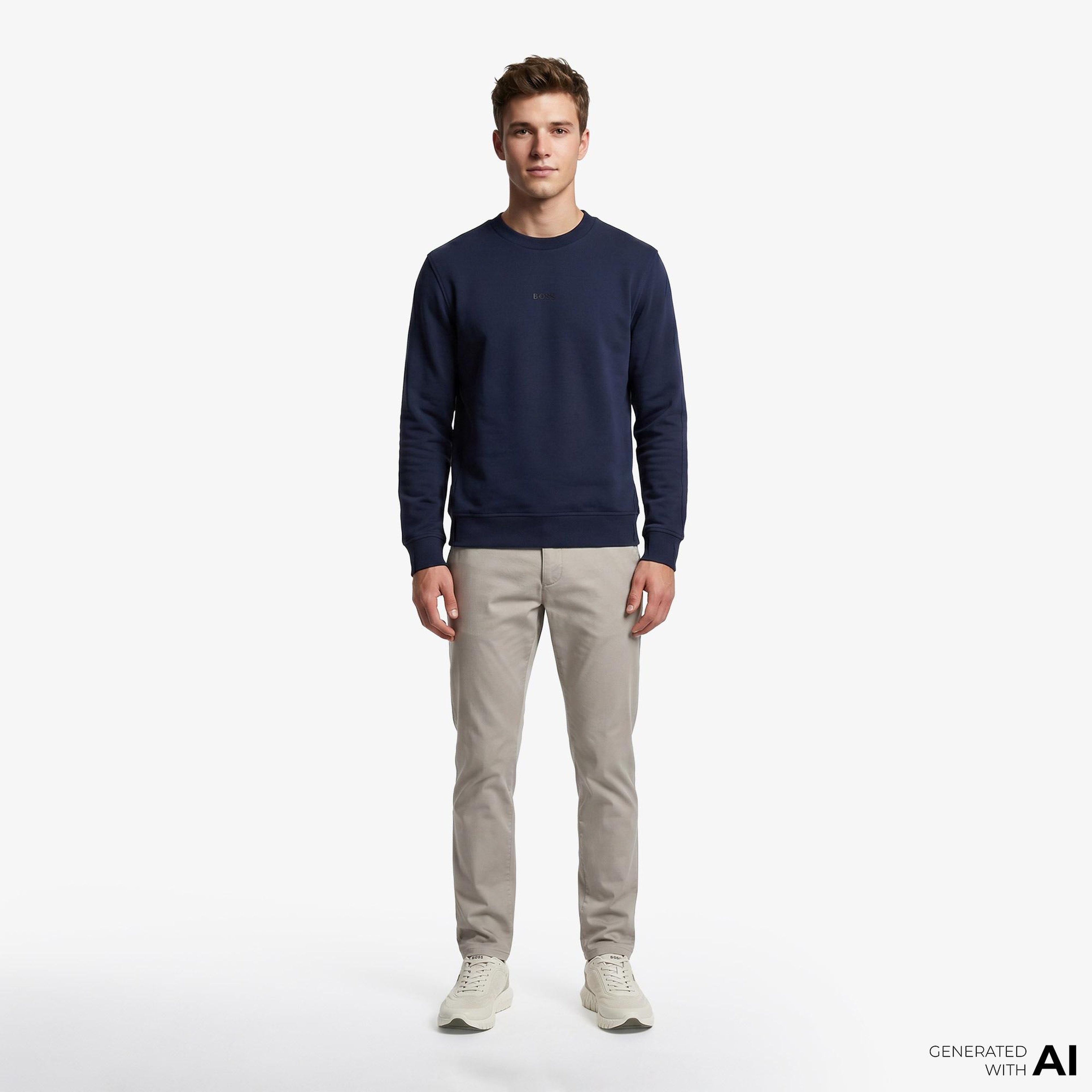 Boss We Small Crew Erkek Mavi Sweatshirt