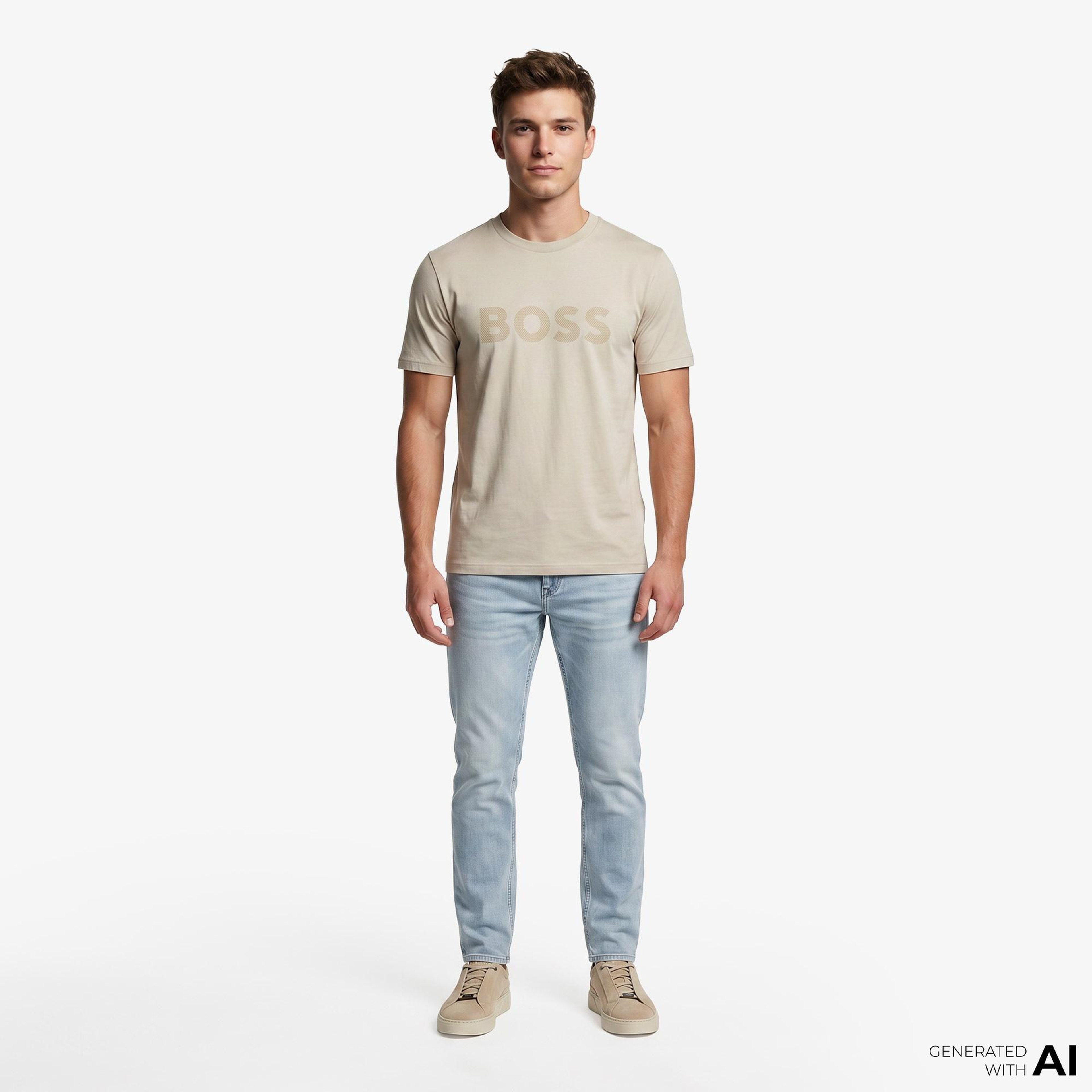 Boss Iconic Logo Erkek Bej T-Shirt