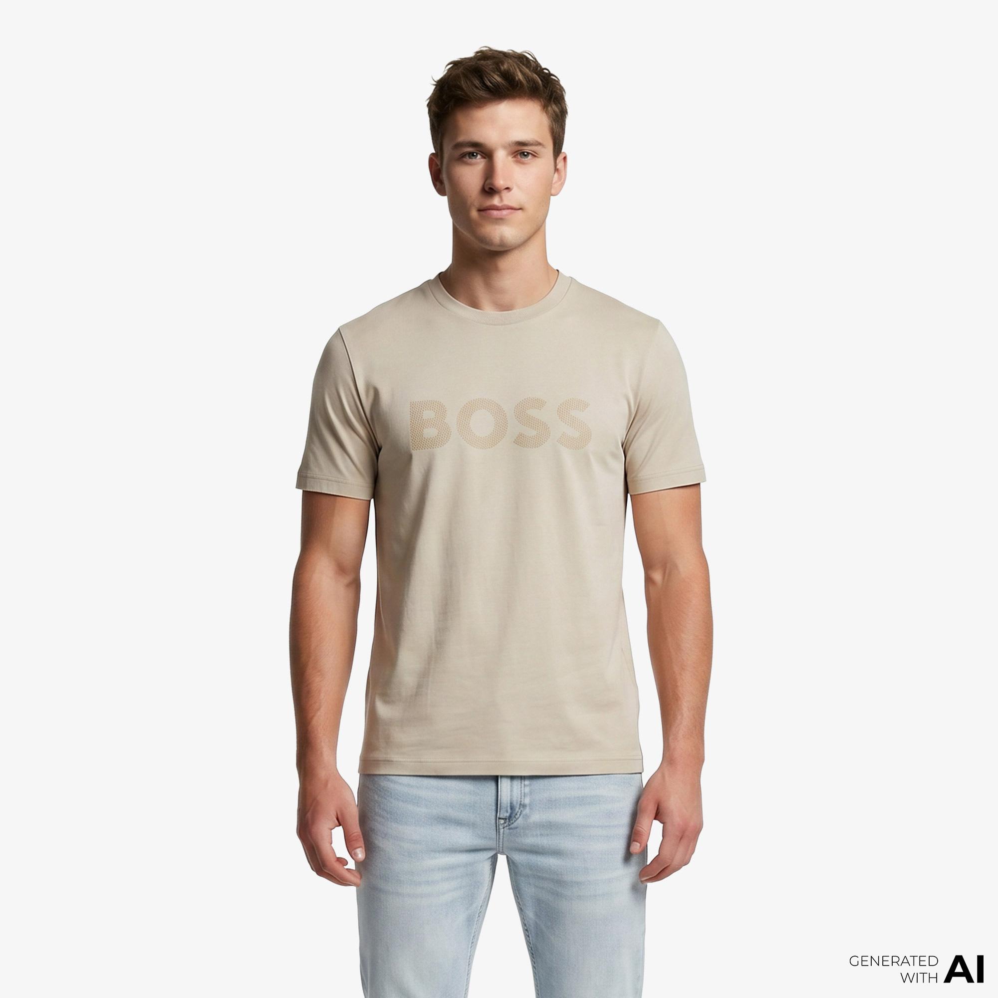 Boss Iconic Logo Erkek Bej T-Shirt