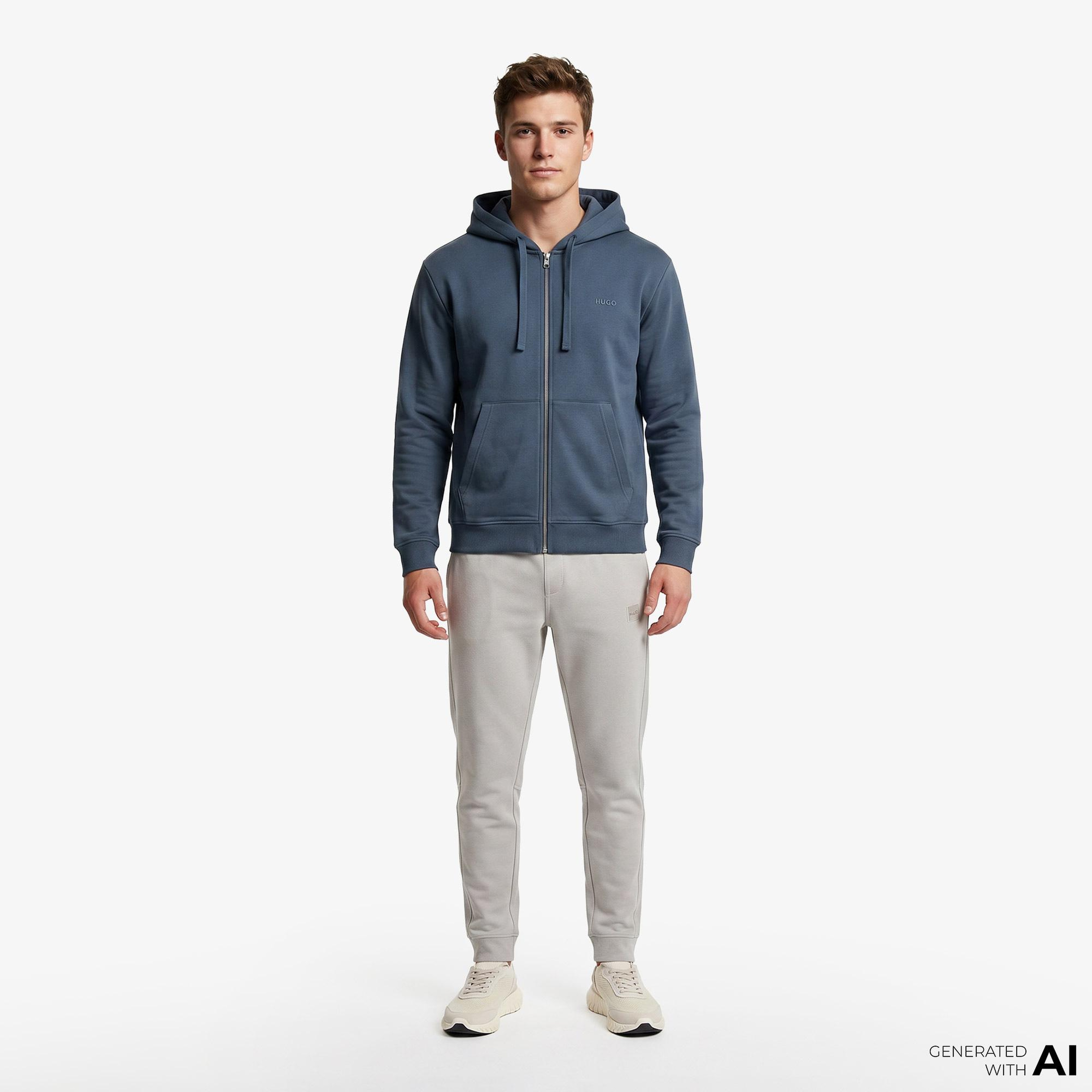 Hugo Dapo Fermuarlı Erkek Mavi Sweatshirt