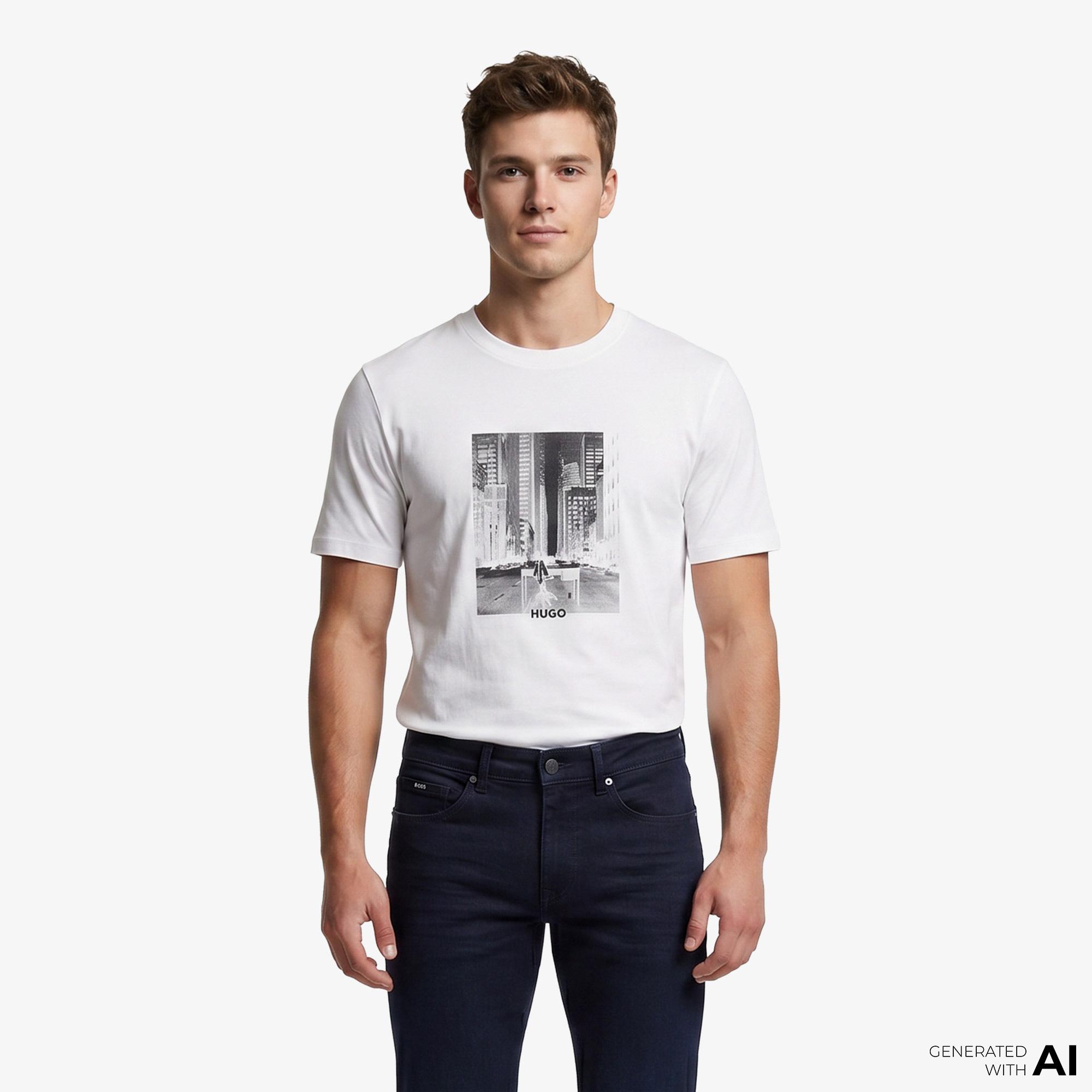 Hugo Deyss Erkek Beyaz T-Shirt