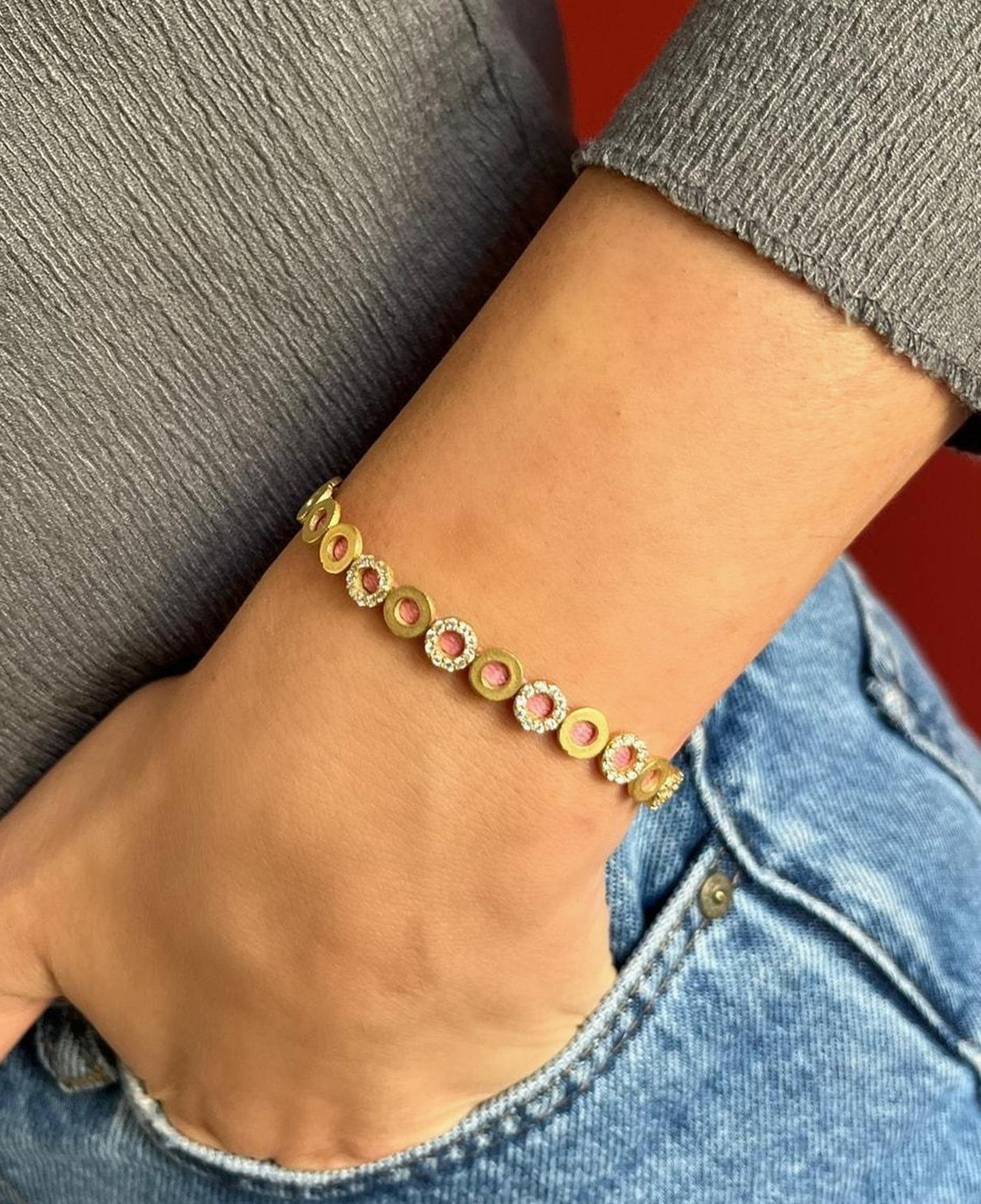 JUJU MOOD Taşlı Mini Circle Unisex Bileklik