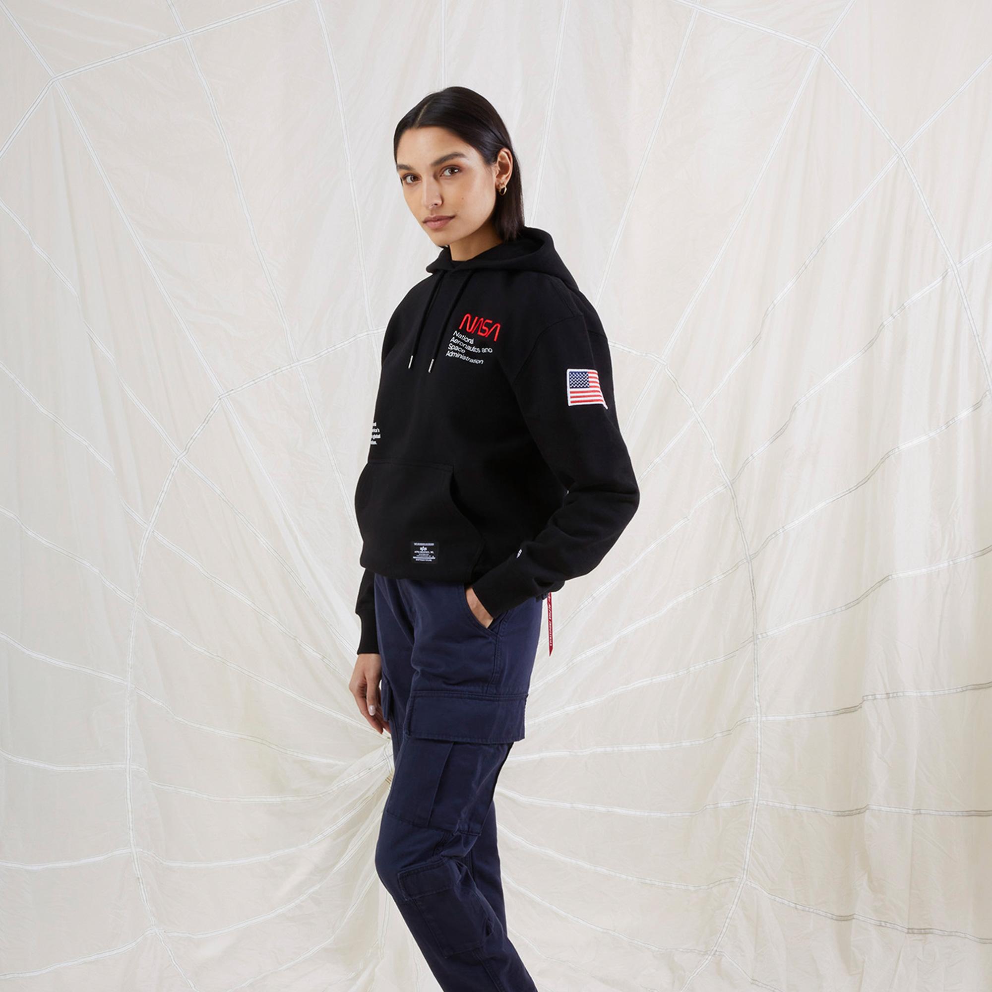 Alpha Industries Nasa Erkek Siyah Hoodie
