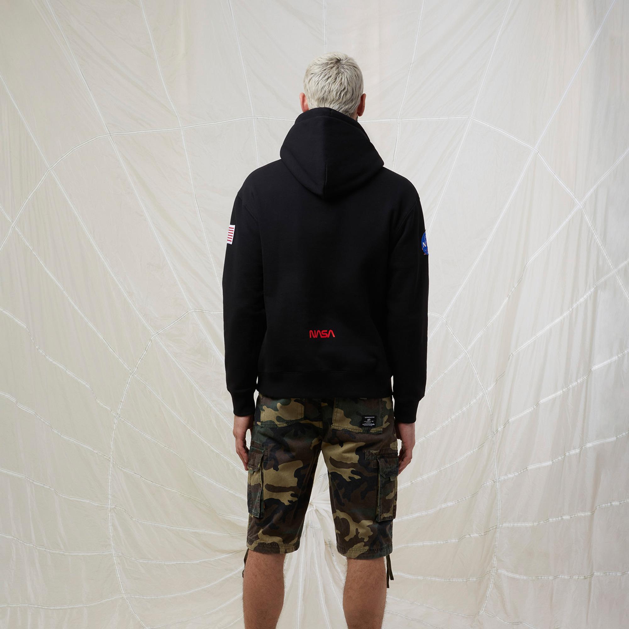 Alpha Industries Nasa Erkek Siyah Hoodie