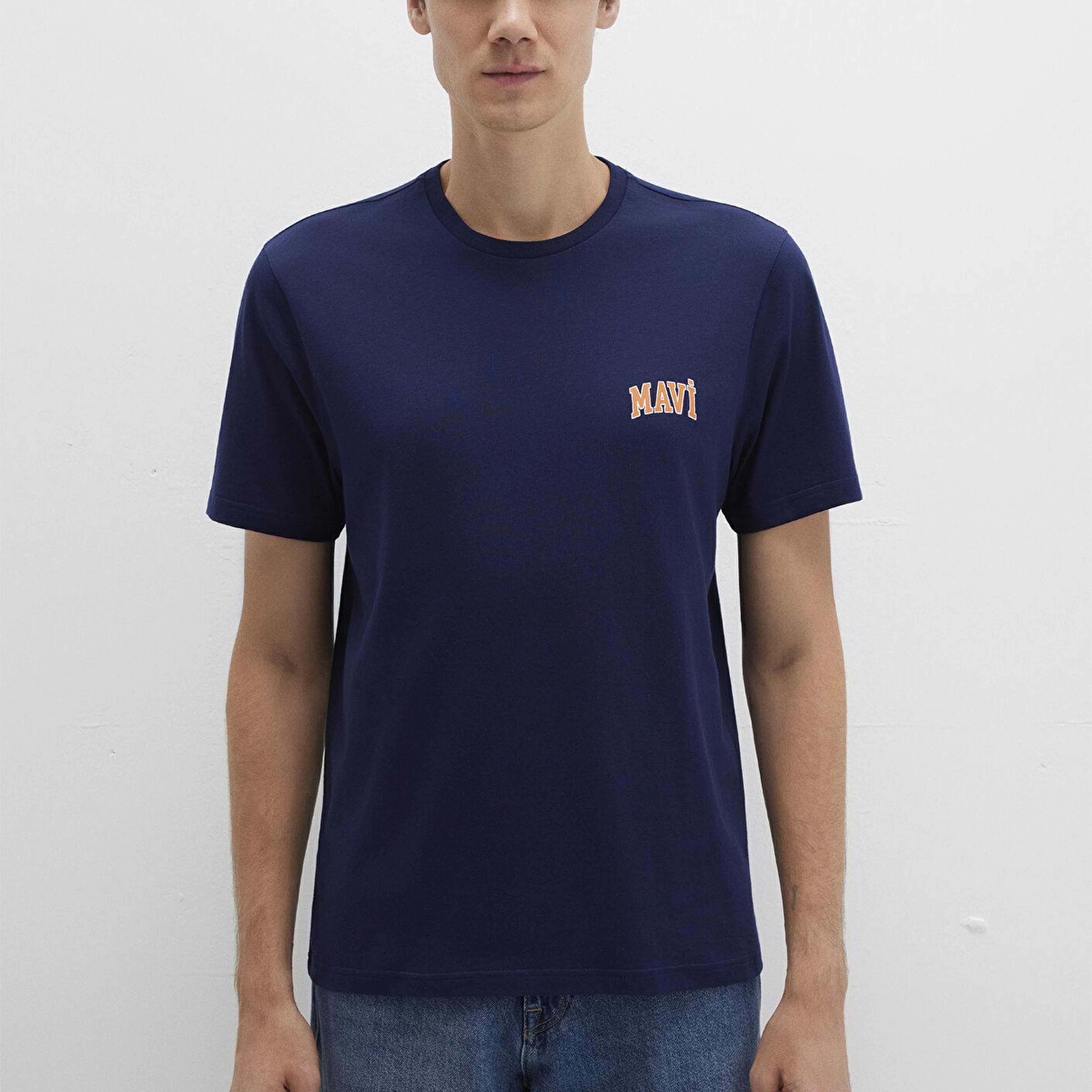 Mavi Mavi Logo Baskılı Lacivert Tişört Regular Fit / Normal Kesim 0611714-84371