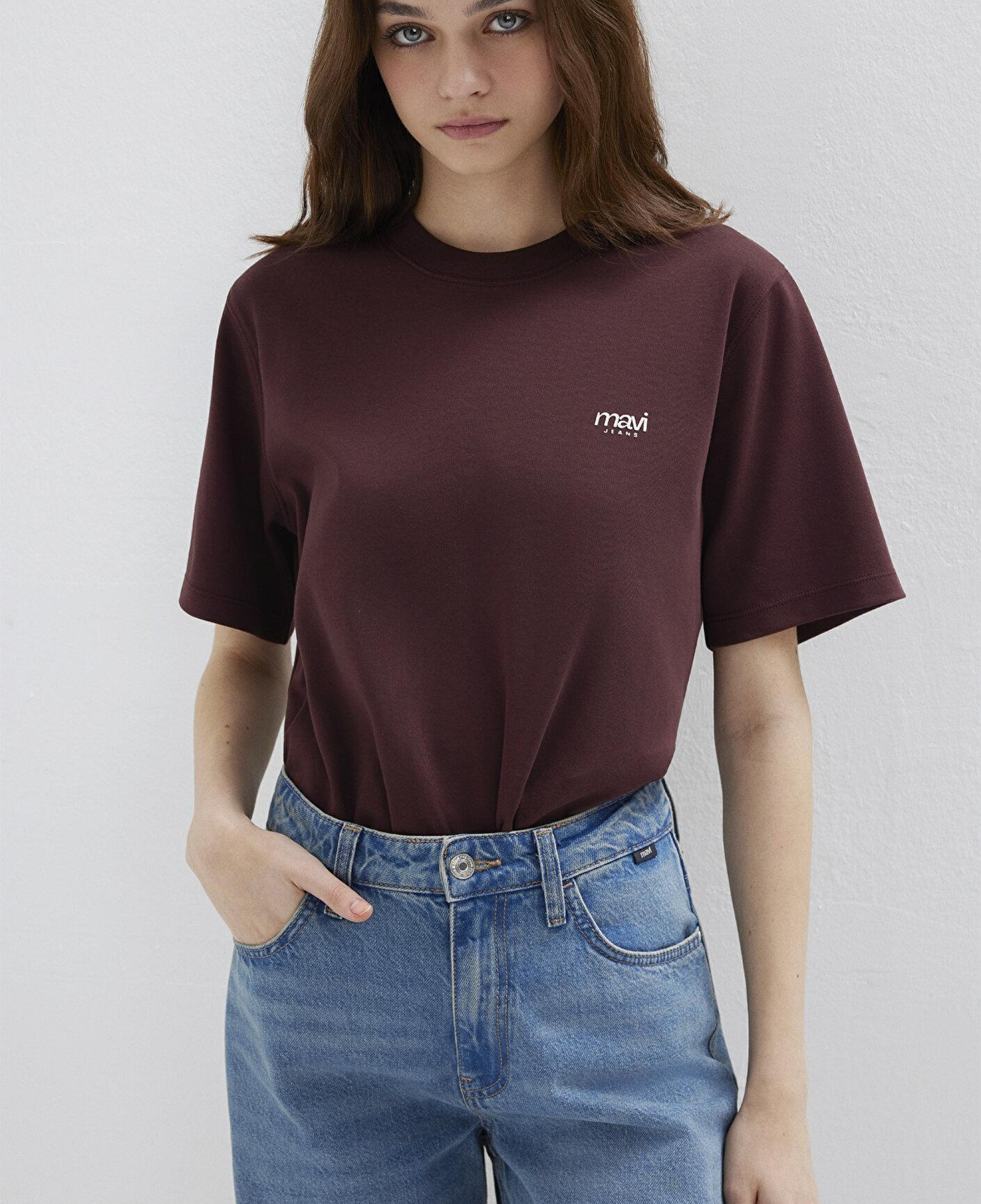 Mavi Mavi Jeans Baskılı Bordo Tişört Regular Fit / Normal Kesim 1613804-70223