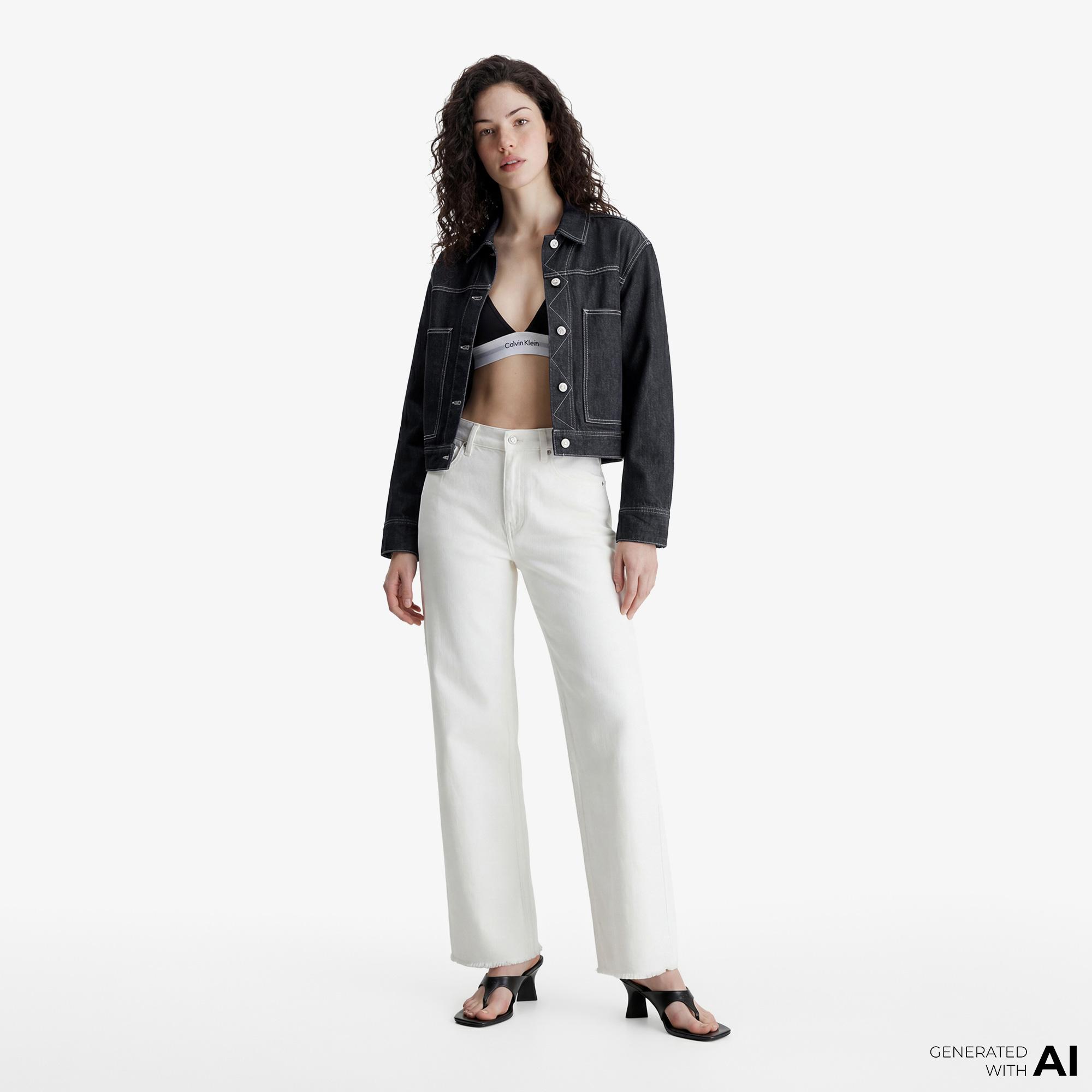 Calvin Klein The Wide Leg Raw Kadın Beyaz Jean