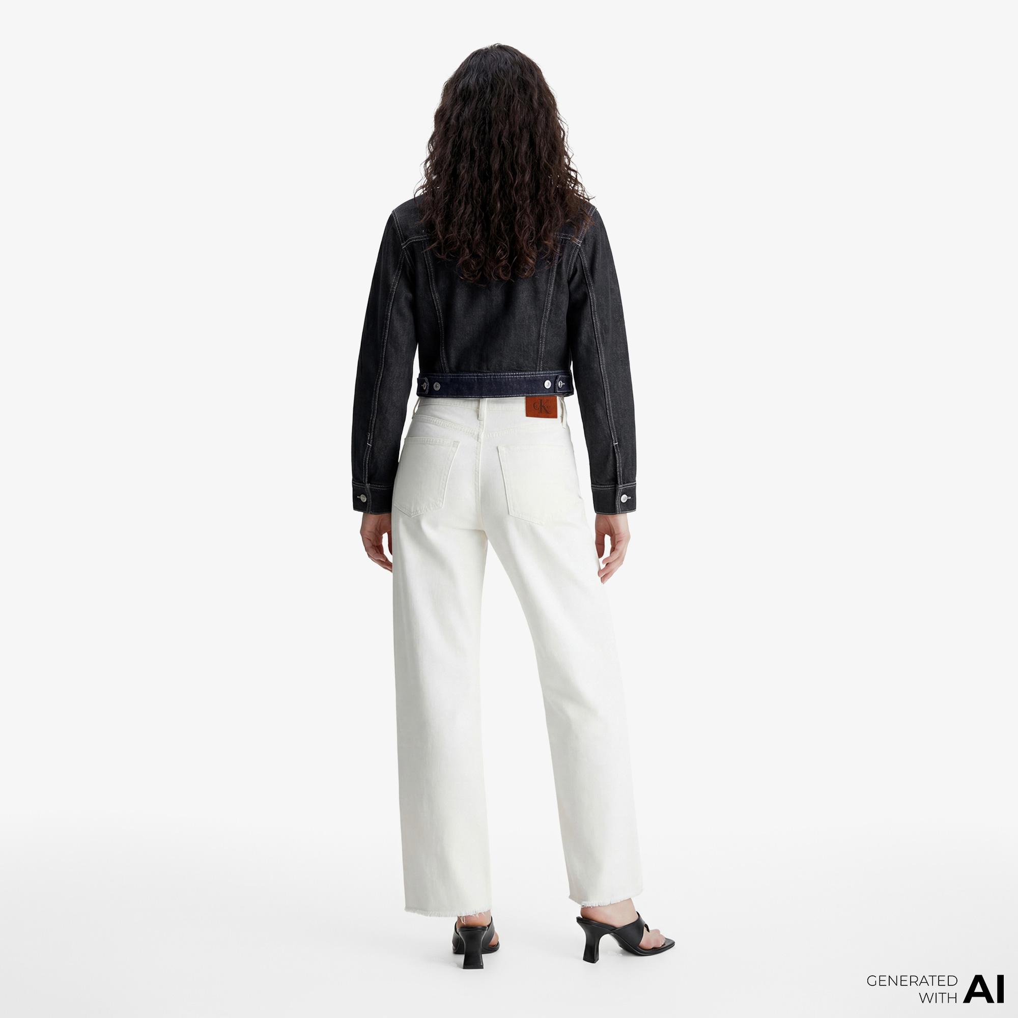 Calvin Klein The Wide Leg Raw Kadın Beyaz Jean