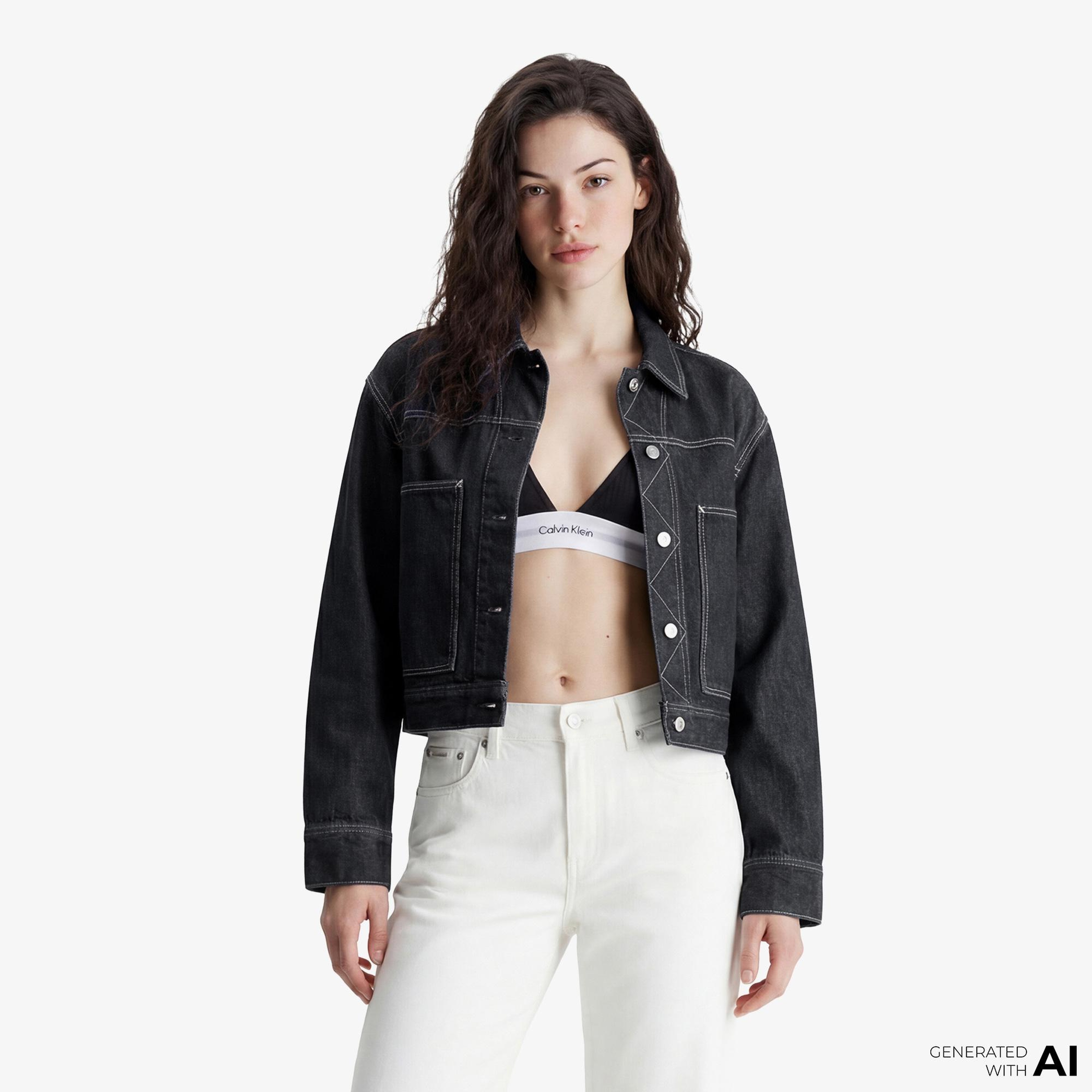 Calvin Klein The Wide Leg Raw Kadın Beyaz Jean