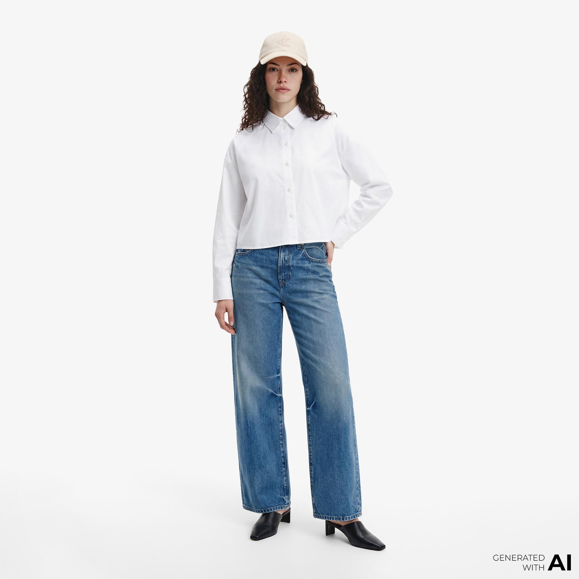 Calvin Klein The Wide Leg Kadın Gri Jean