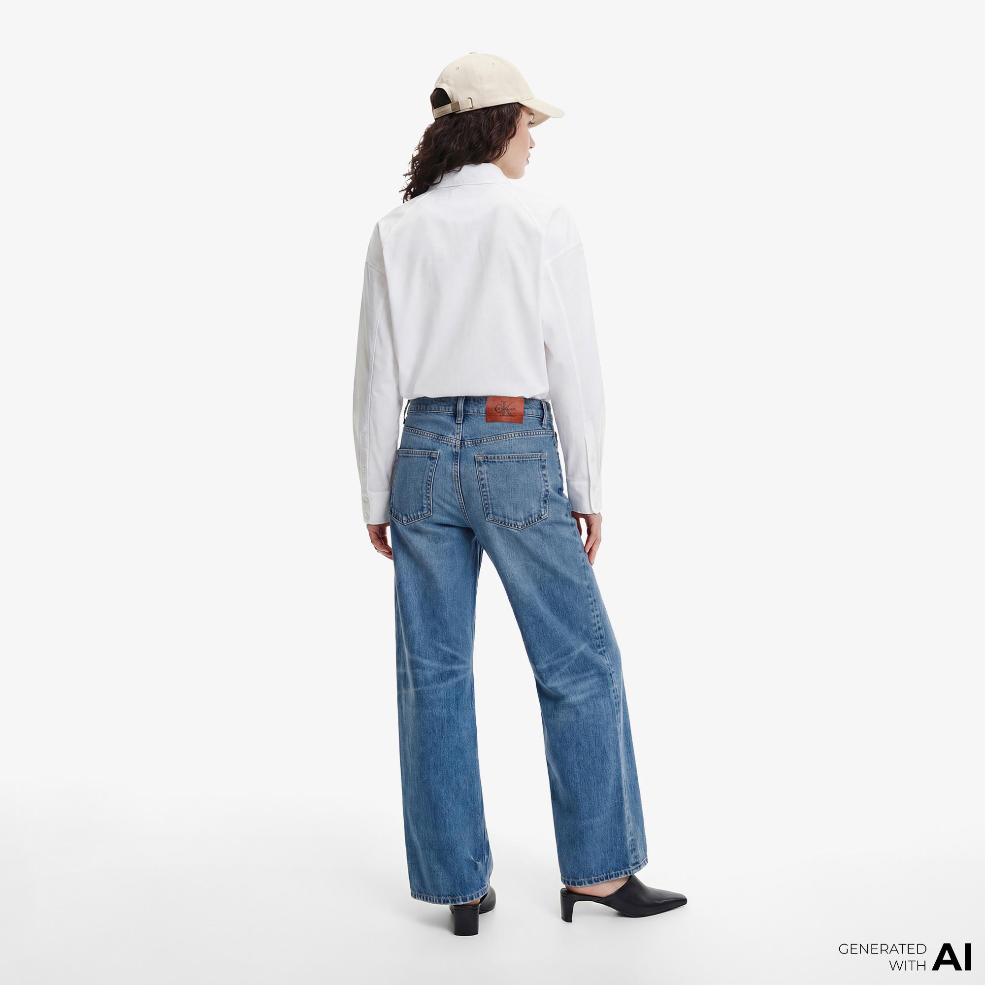 Calvin Klein The Wide Leg Kadın Gri Jean