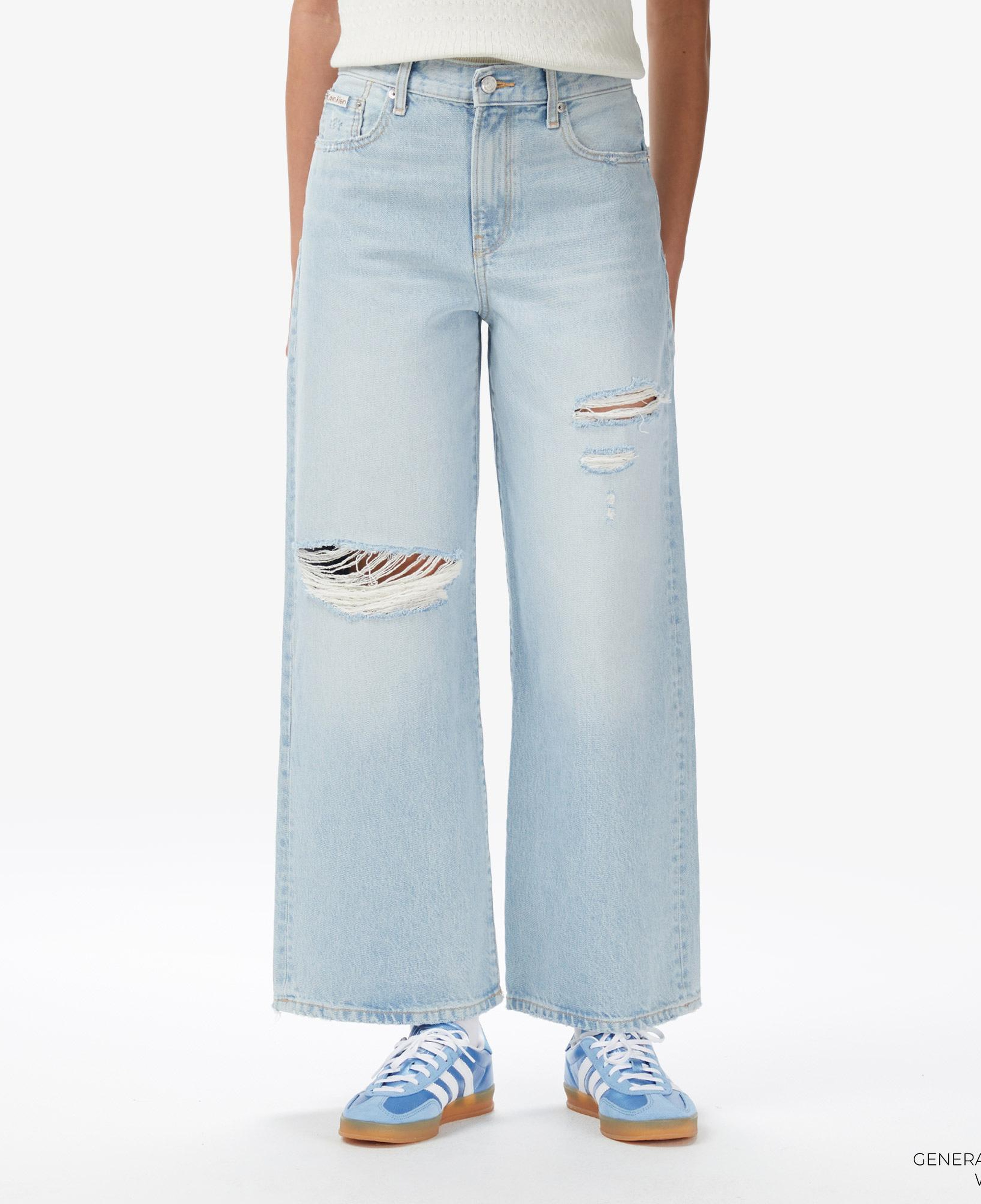 Calvin Klein The Wide Leg Worn Venice Kadın Mavi Jean