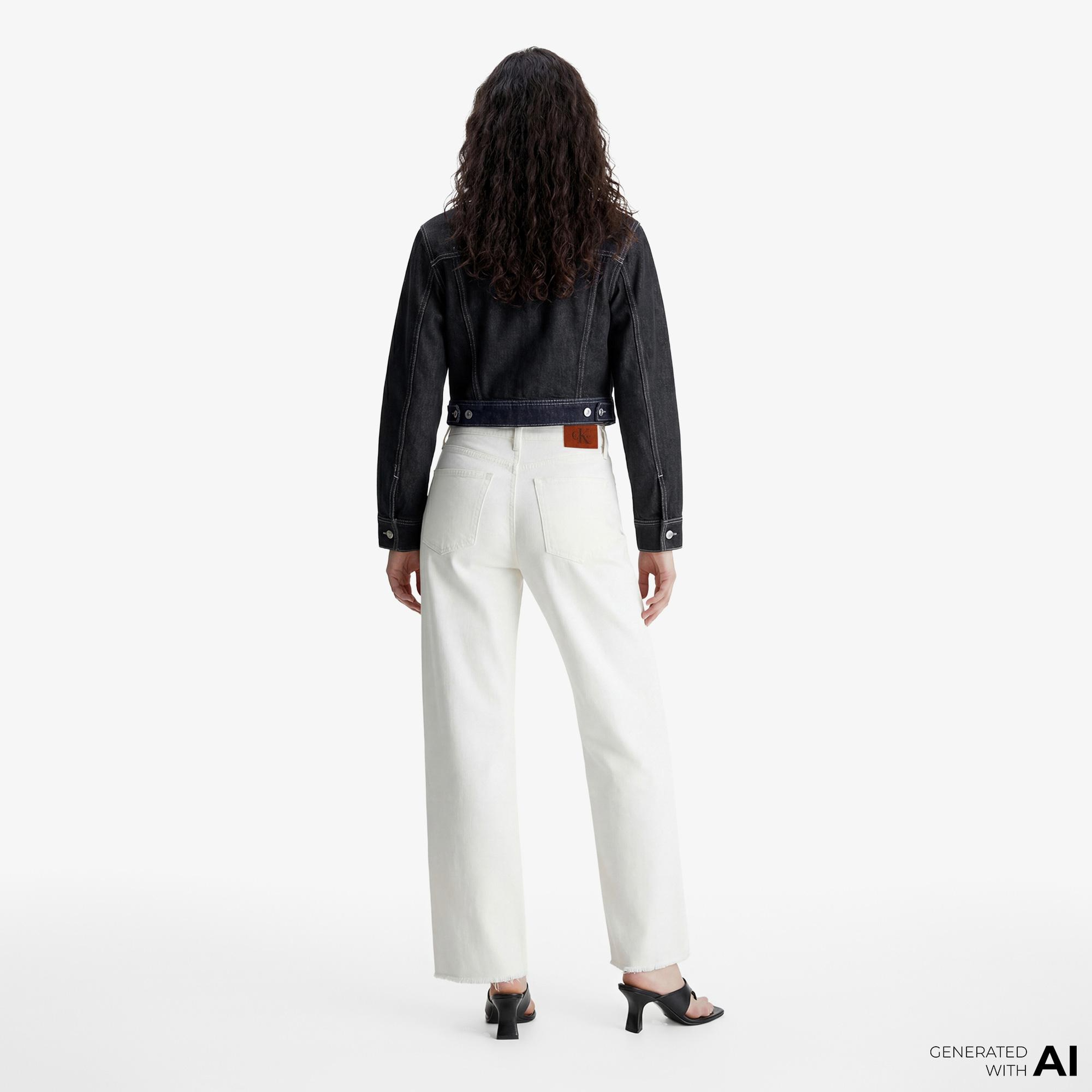 Calvin Klein The Wide Leg Raw Kadın Beyaz Jean