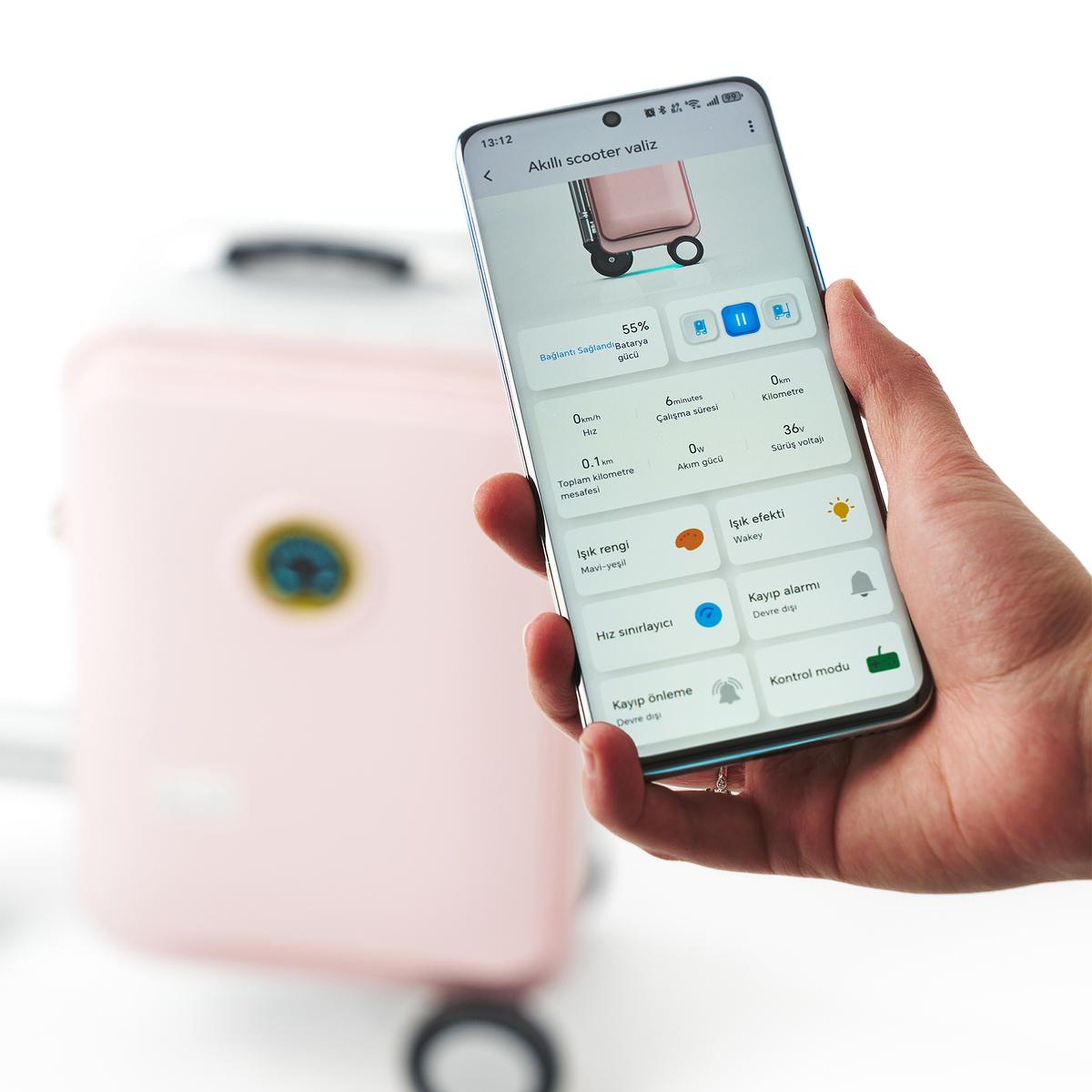 SE3SL Elektrikli Binilebilir Scooter Valiz - Pembe