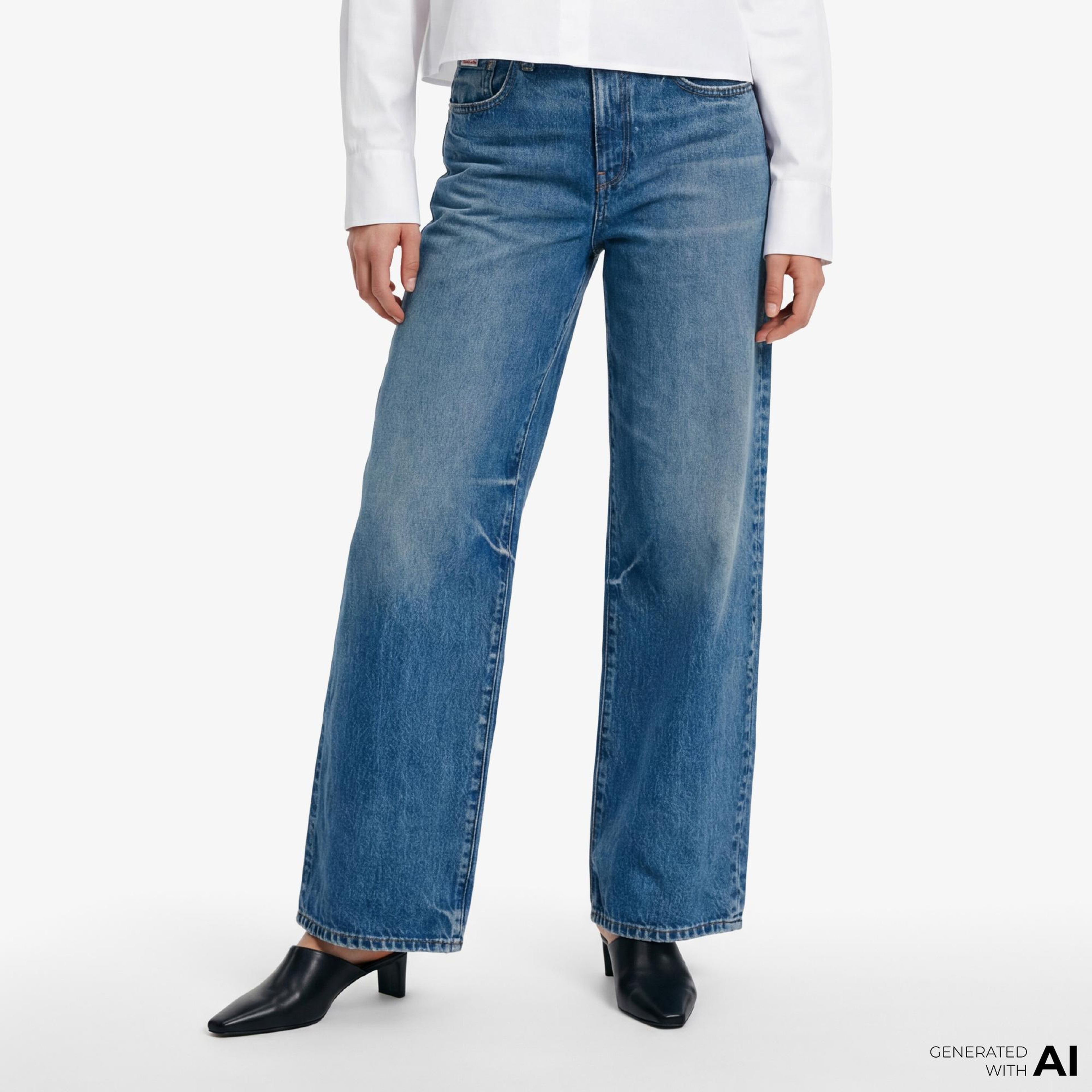 Calvin Klein The Wide Leg Kadın Gri Jean