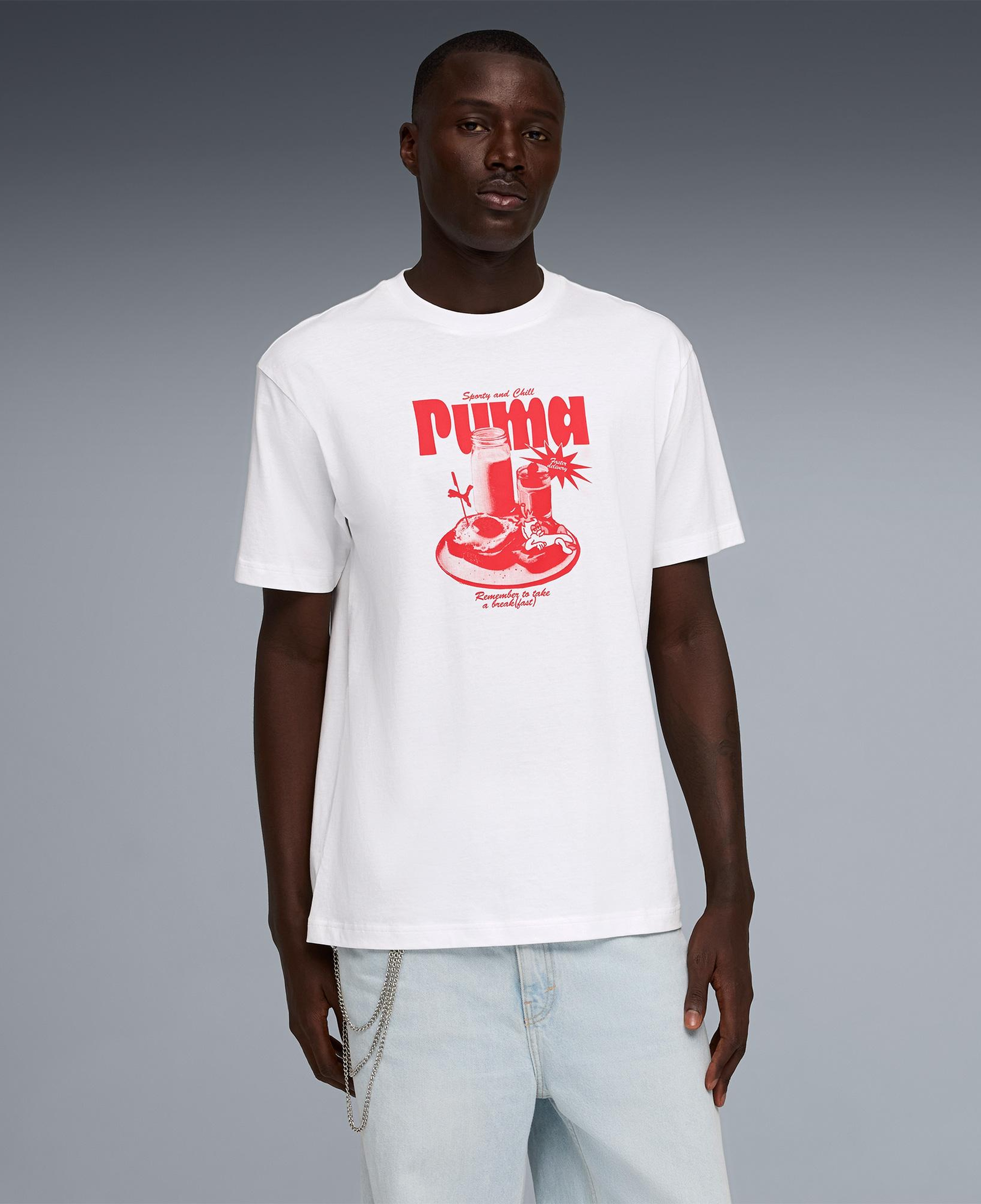 Puma Graphic Erkek Beyaz T-Shirt