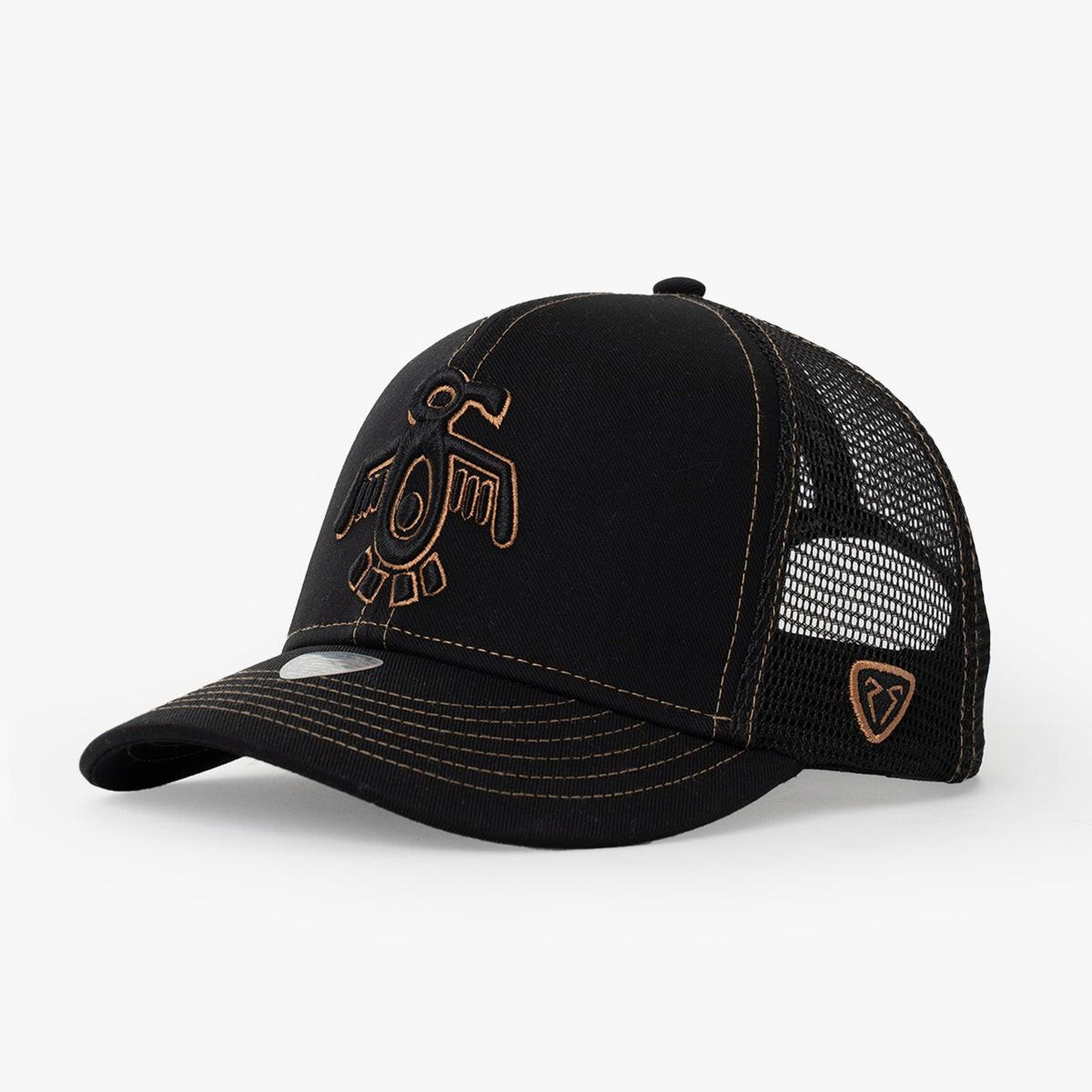 RustandRich Kadın Erkek Siyah/Gold Baseball Şapka-Curved Visor-Symbols Collection-Red Indian