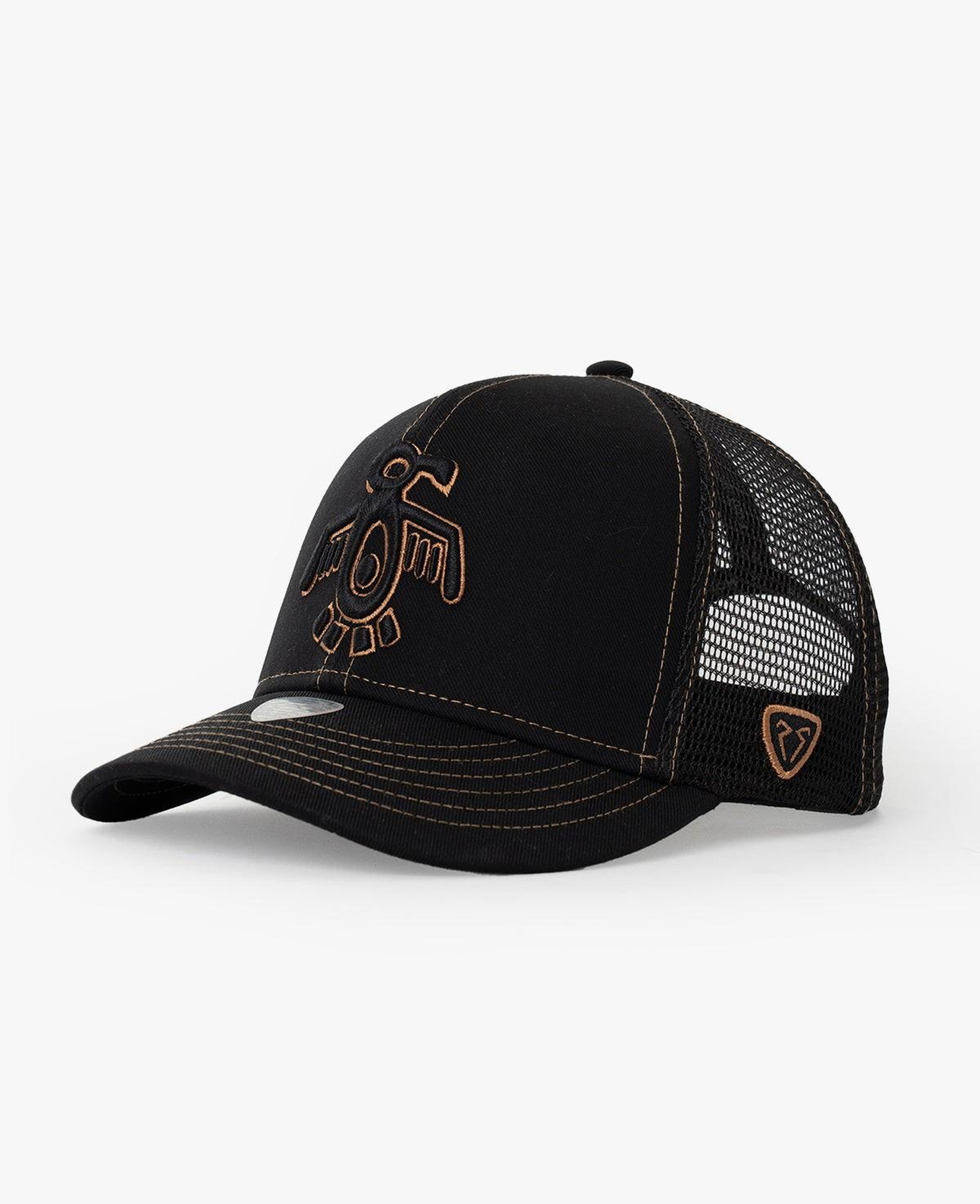 RustandRich Kadın Erkek Siyah/Gold Baseball Şapka-Curved Visor-Symbols Collection-Red Indian