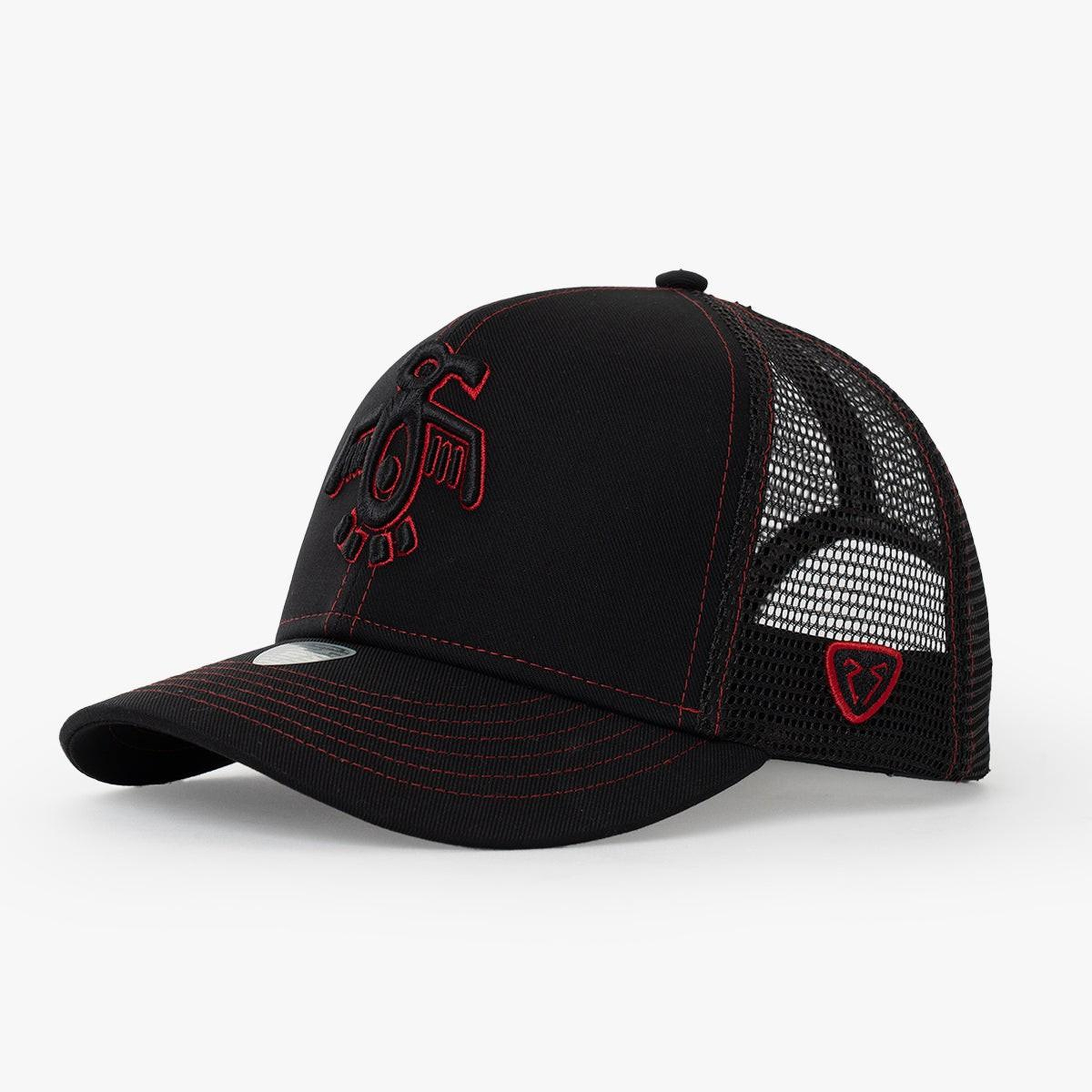 RustandRich Kadın Erkek Siyah/Kırmızı Baseball Şapka-Curved Visor-Symbols Collection-Red Indian