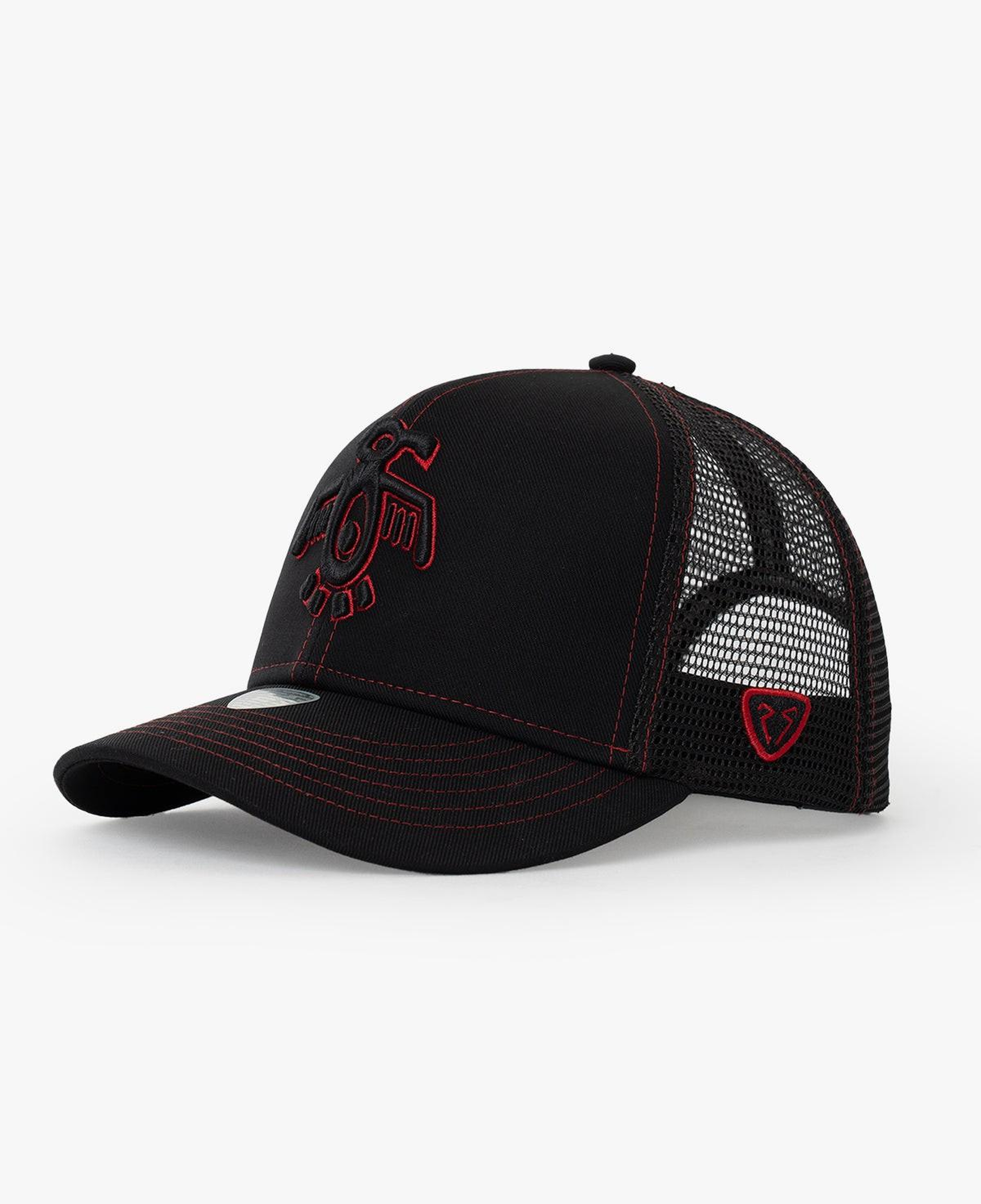 RustandRich Kadın Erkek Siyah/Kırmızı Baseball Şapka-Curved Visor-Symbols Collection-Red Indian
