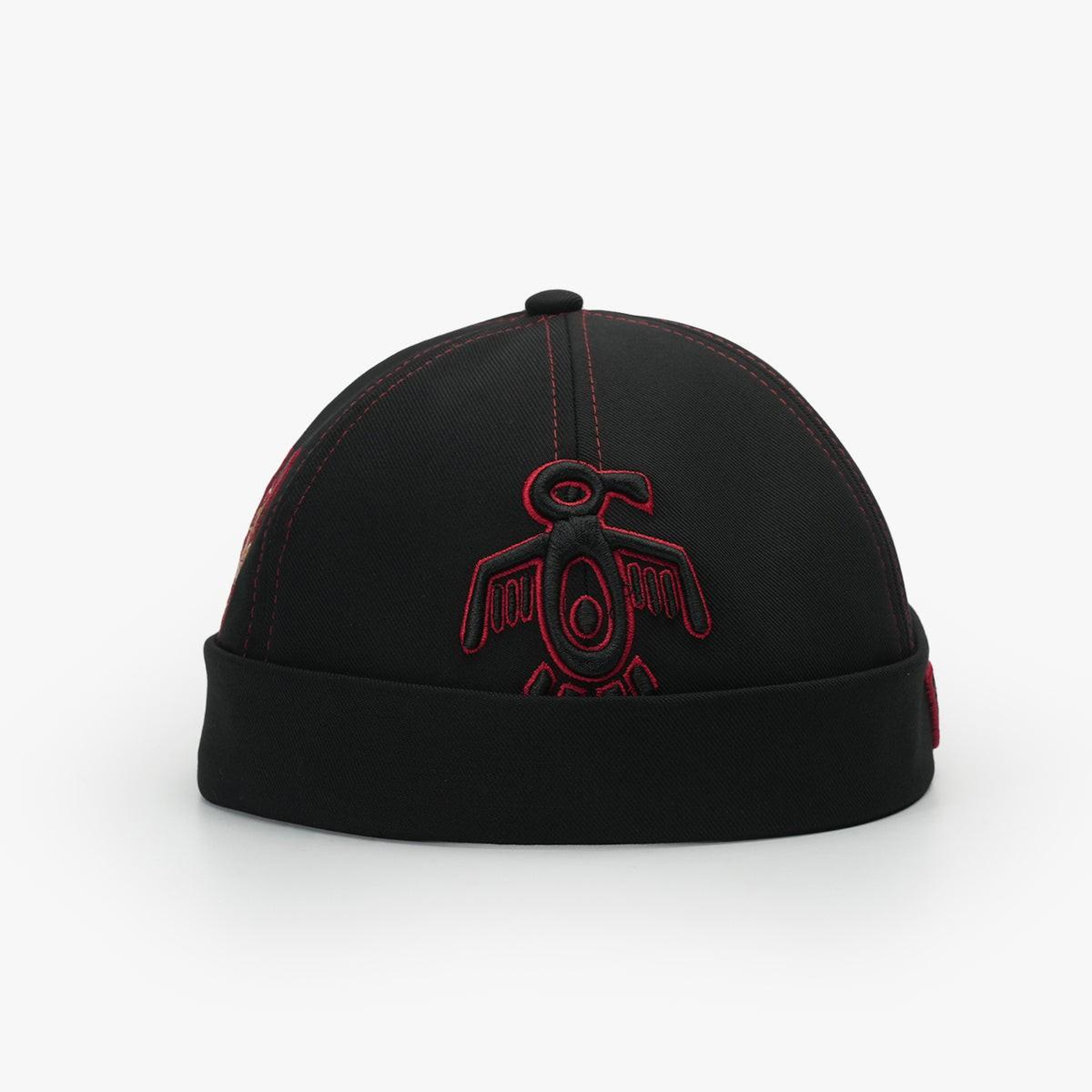 RustandRich Kadın Erkek Siyah/Kırmızı Docker Şapka-Symbols Collection-Red Indian