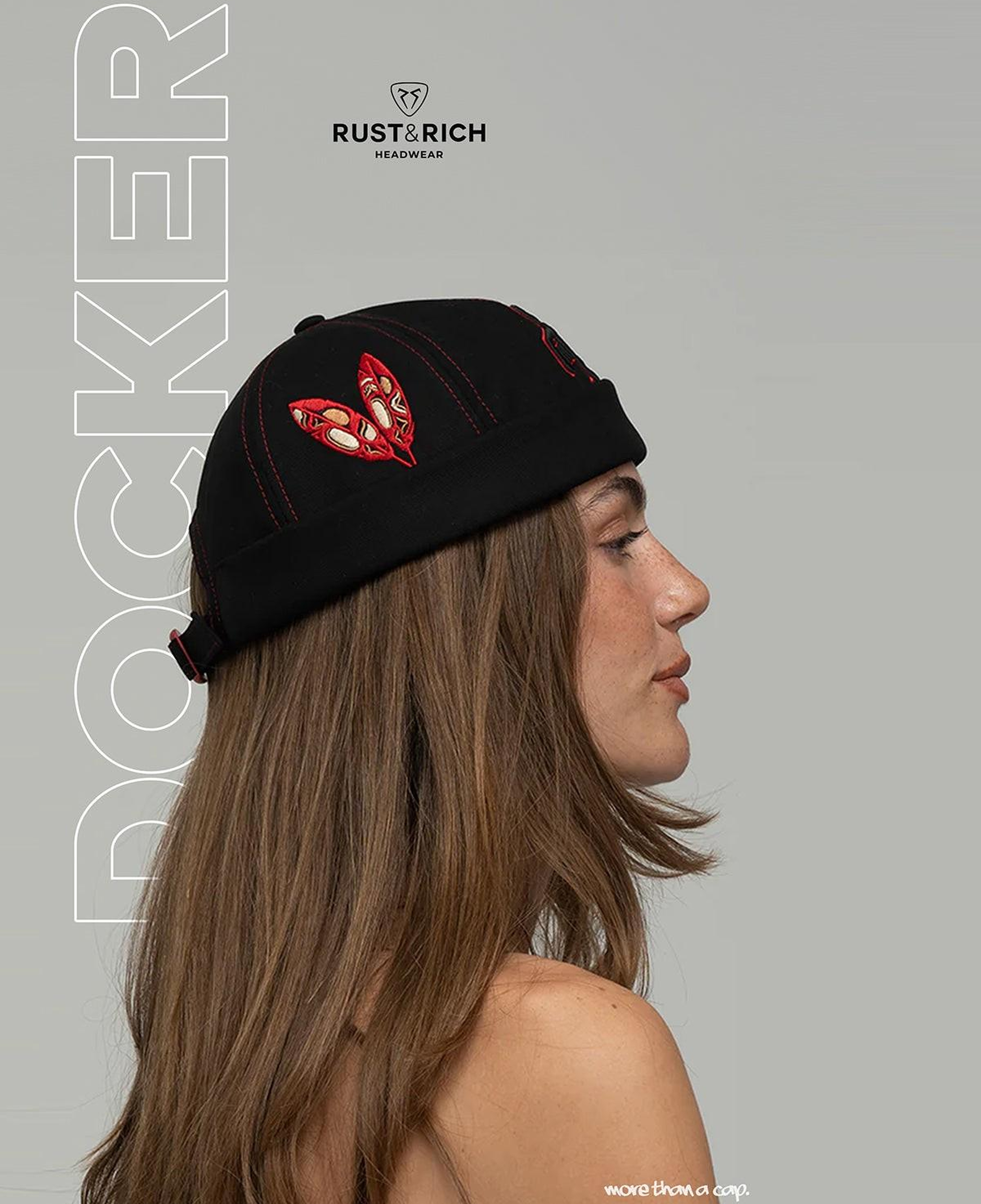 RustandRich Kadın Erkek Siyah/Kırmızı Docker Şapka-Symbols Collection-Red Indian