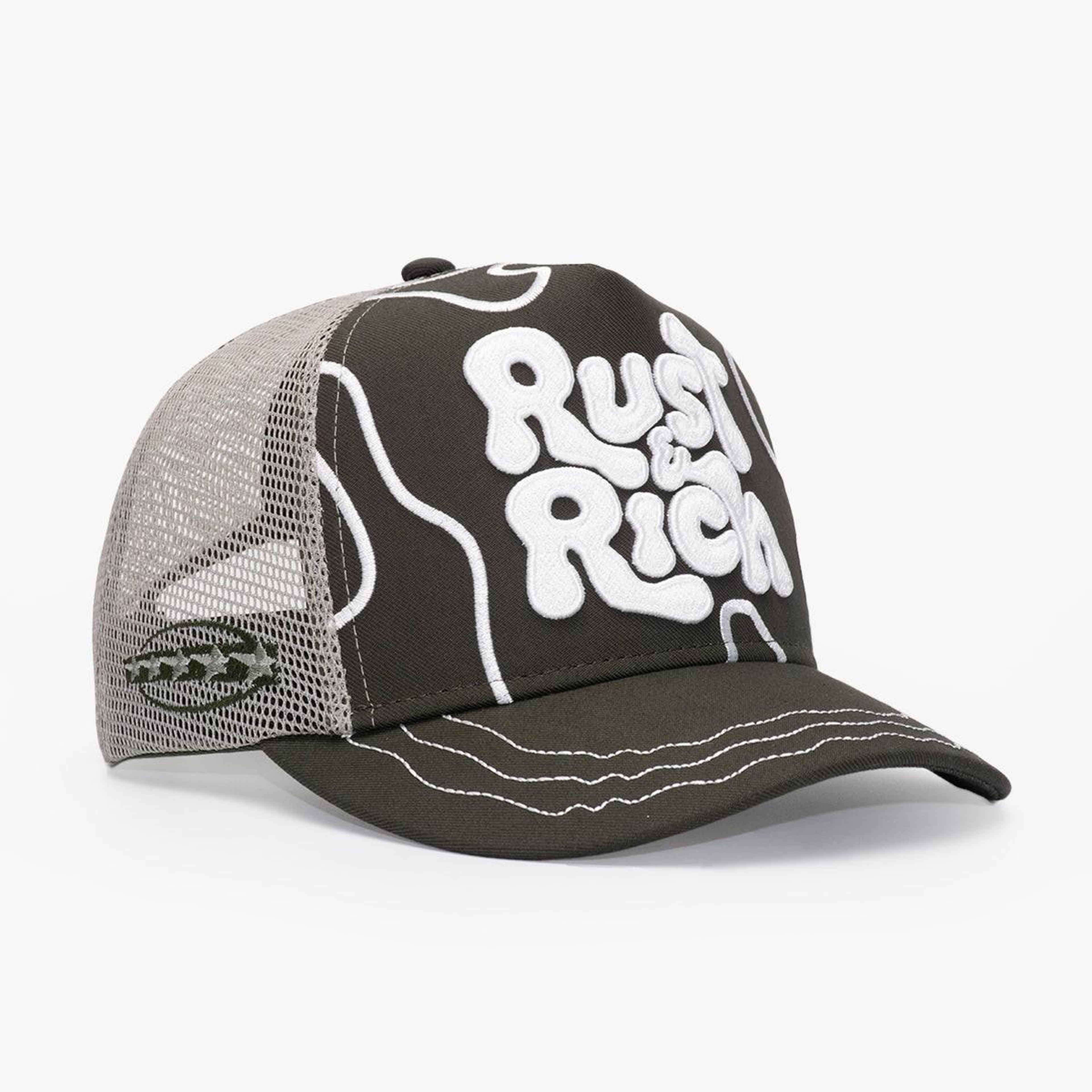 RustandRich Kadın Erkek Haki Trucker Şapka-Curved Visor-Urban Collection-Line