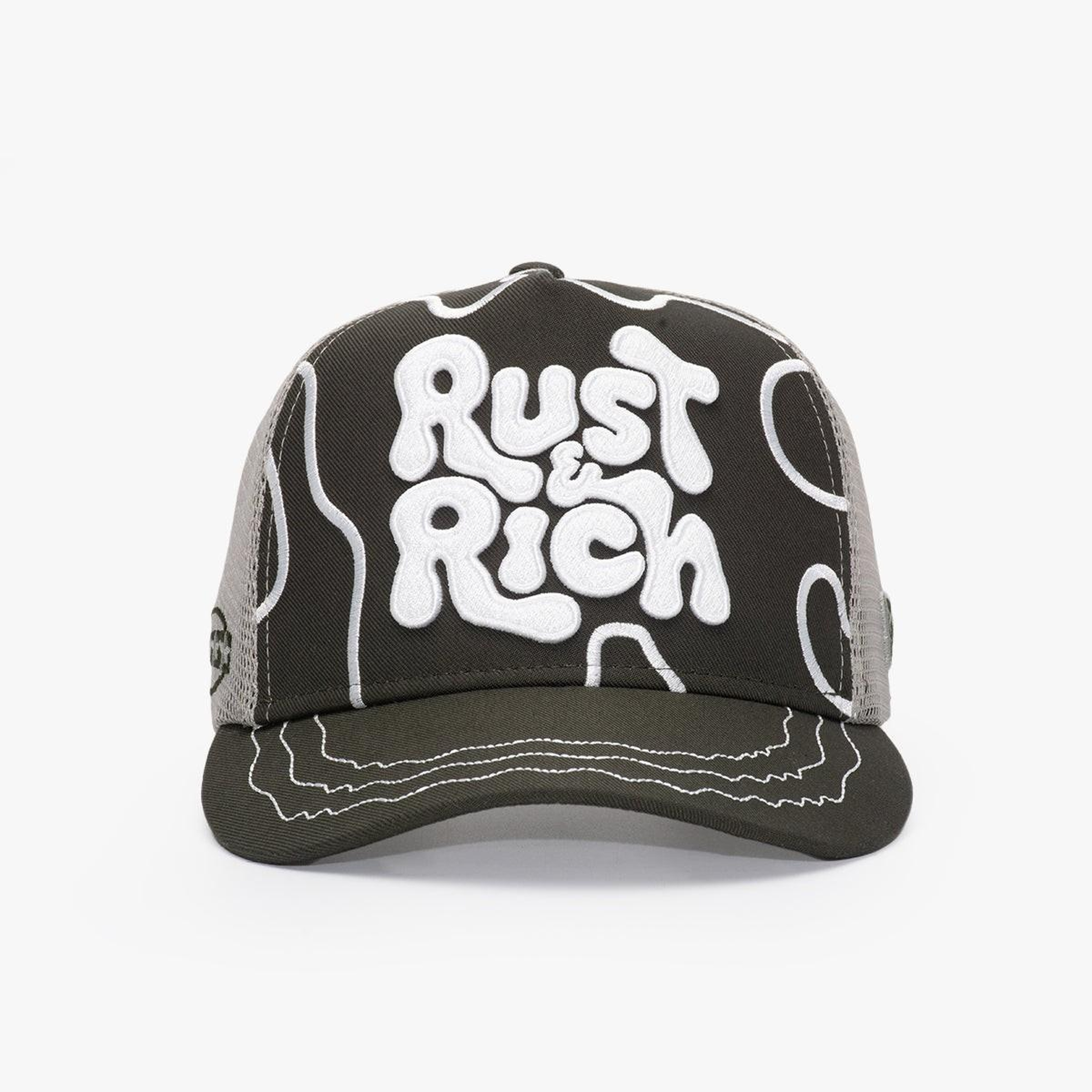 RustandRich Kadın Erkek Haki Trucker Şapka-Curved Visor-Urban Collection-Line