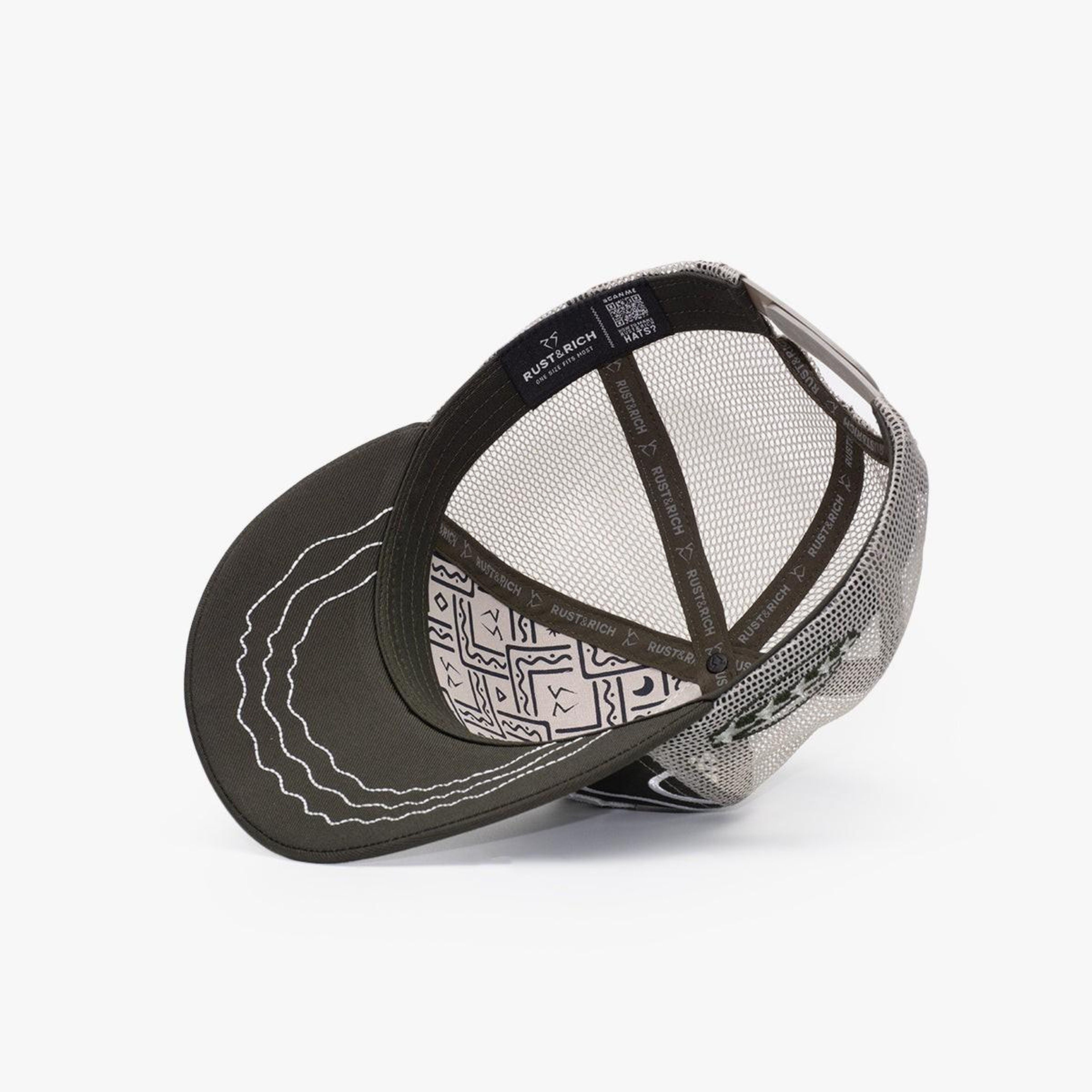 RustandRich Kadın Erkek Haki Trucker Şapka-Curved Visor-Urban Collection-Line