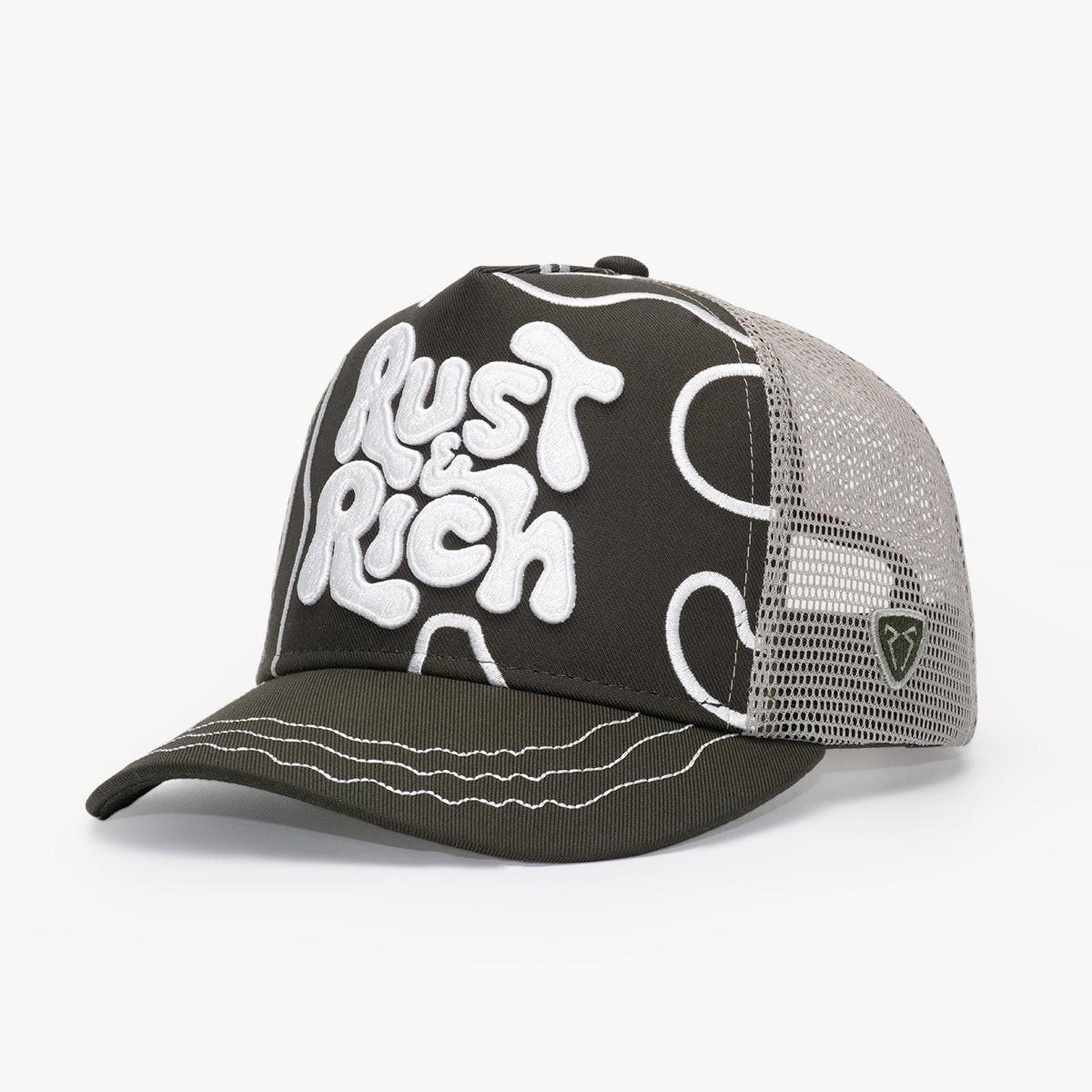 RustandRich Kadın Erkek Haki Trucker Şapka-Curved Visor-Urban Collection-Line
