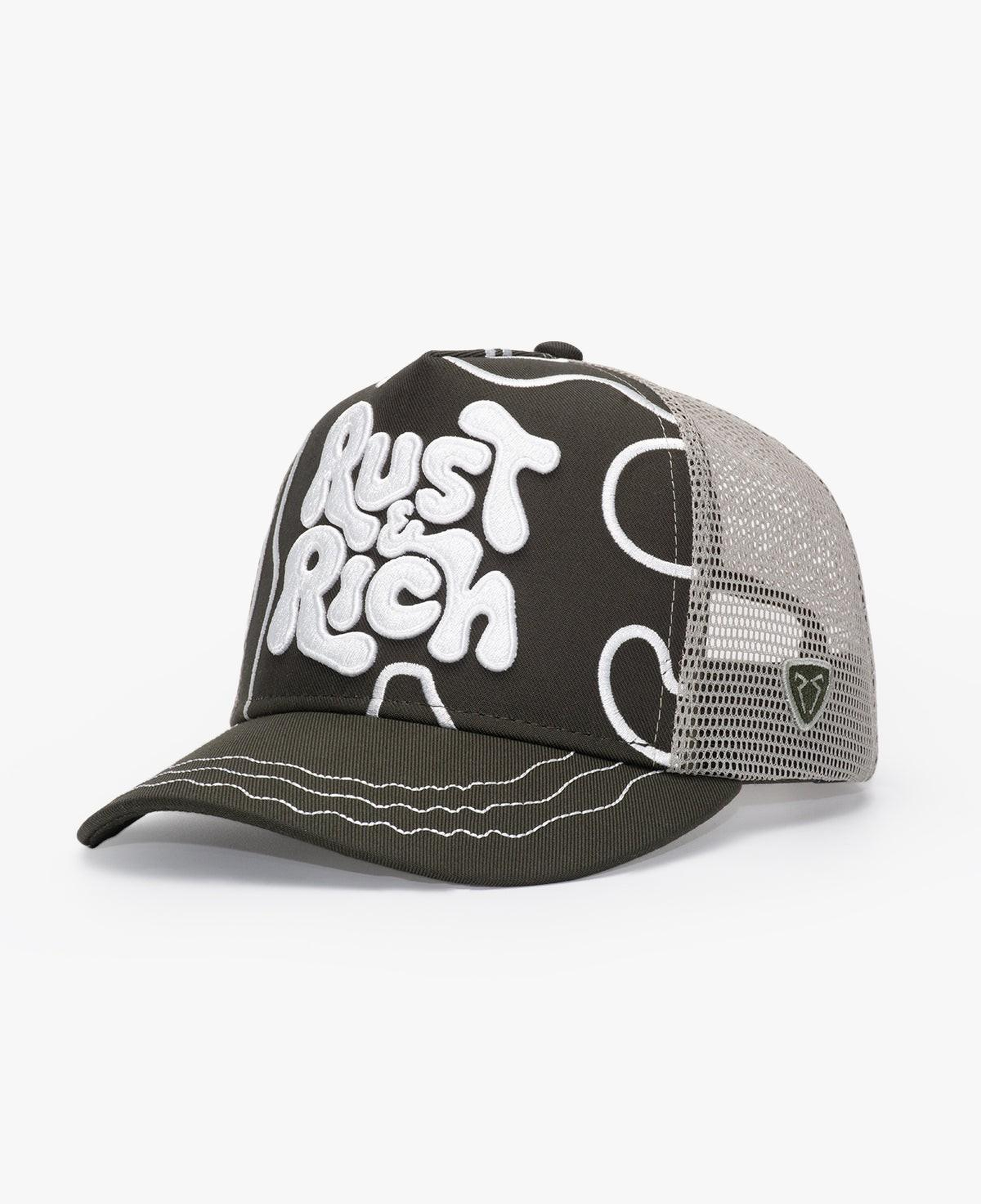 RustandRich Kadın Erkek Haki Trucker Şapka-Curved Visor-Urban Collection-Line
