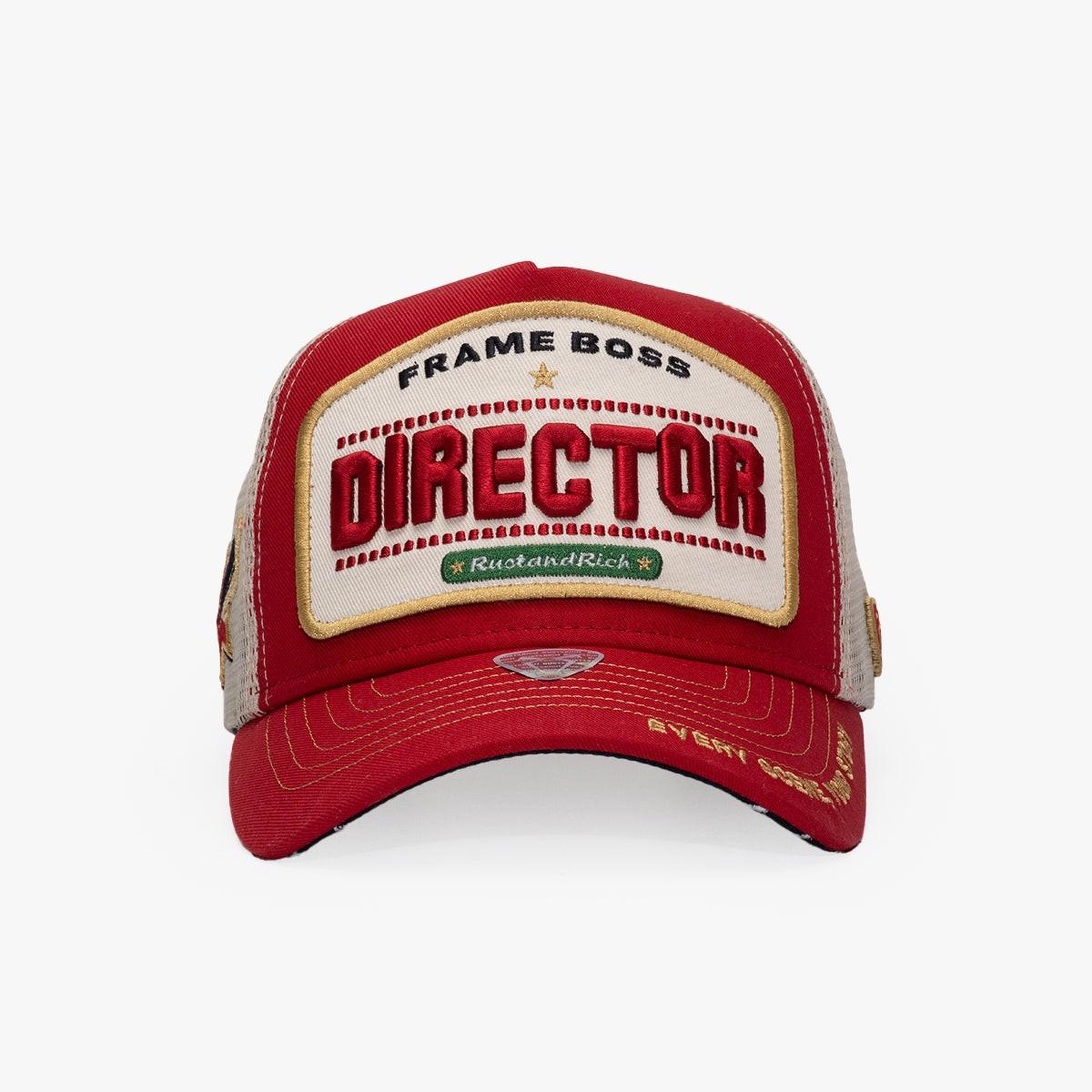 RustandRich Kadın Erkek Kırmızı Trucker Şapka-Professional Collection-Director