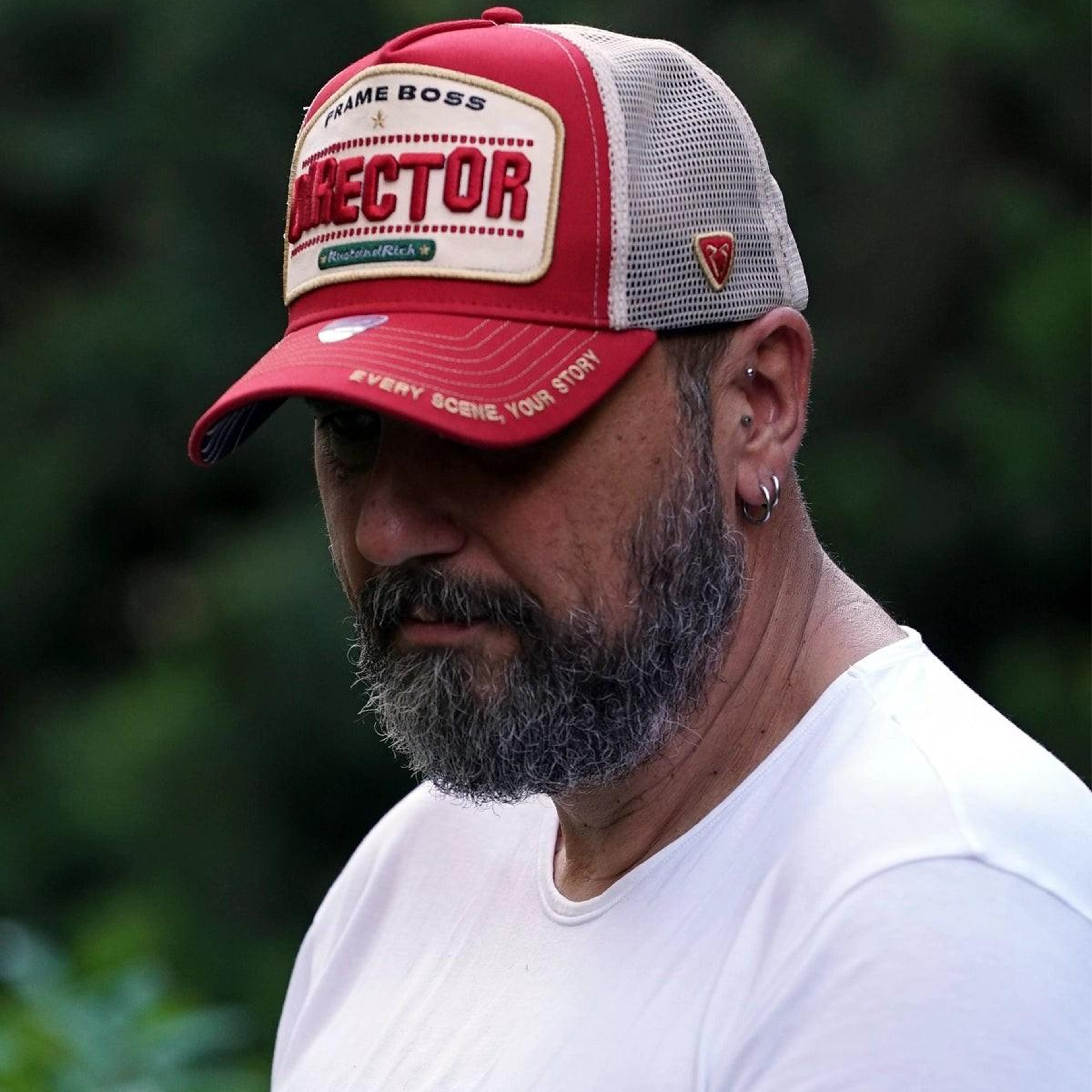 RustandRich Kadın Erkek Kırmızı Trucker Şapka-Professional Collection-Director