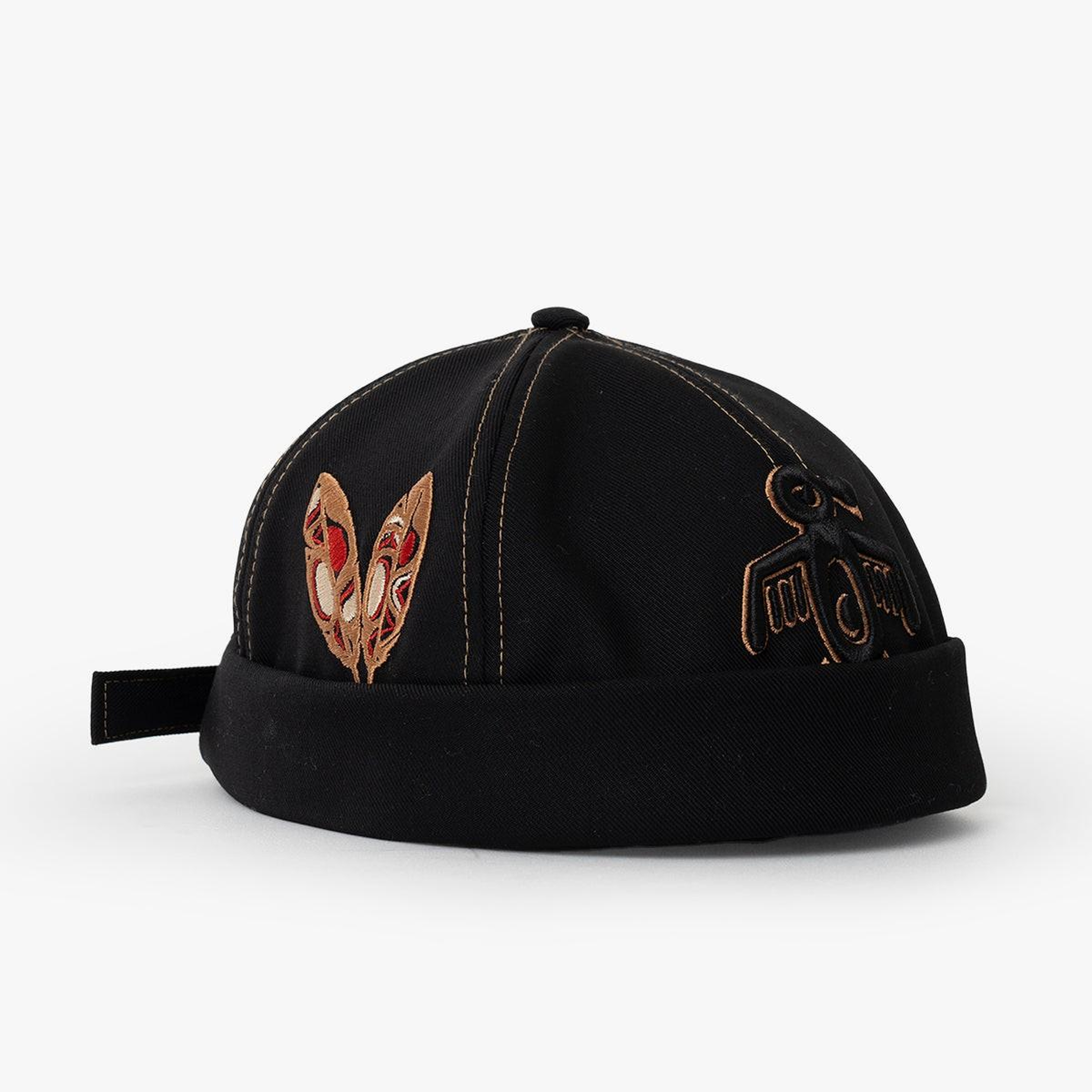 RustandRich Kadın Erkek Siyah/Gold Docker Şapka-Symbols Collection-Red Indian