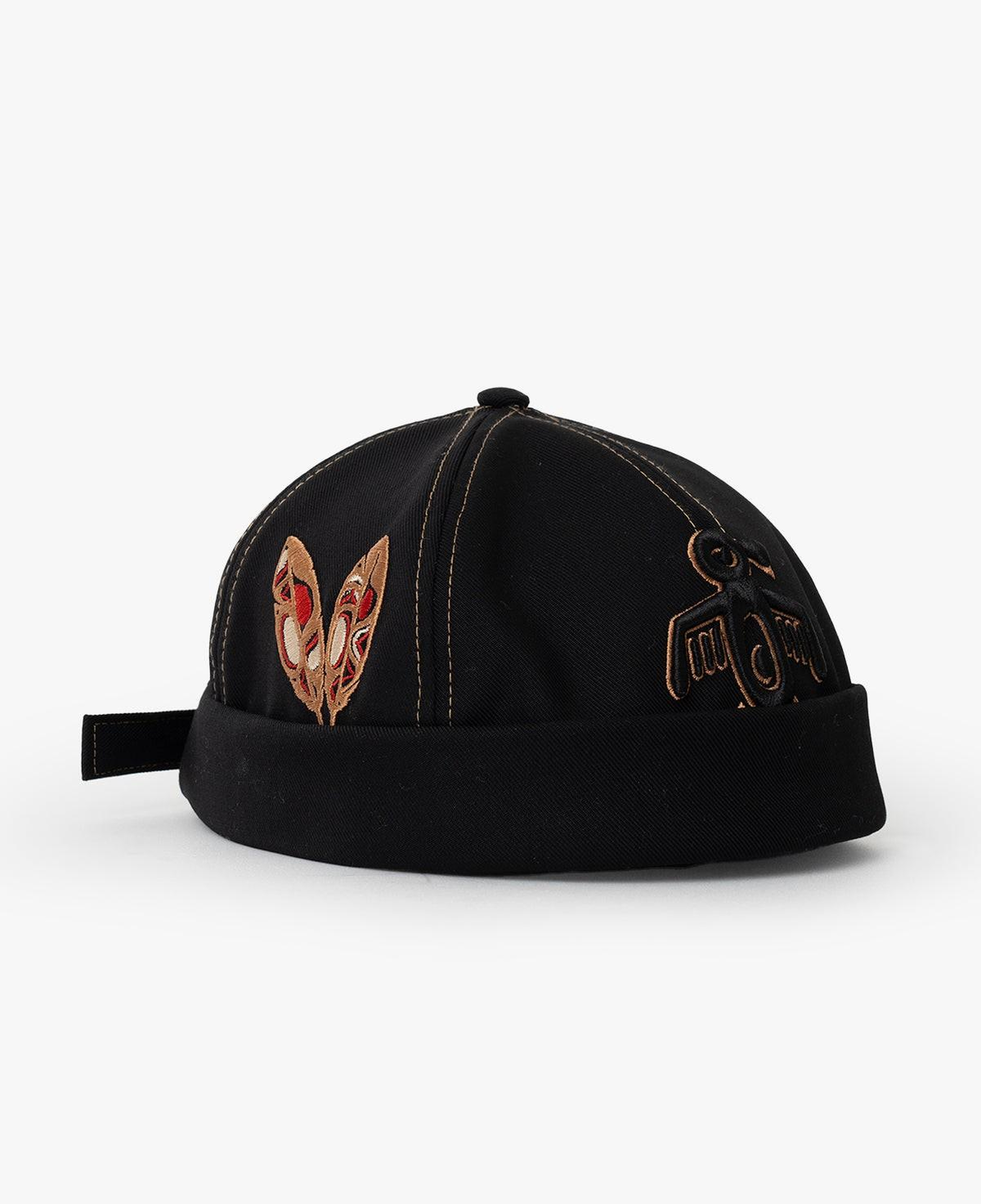 RustandRich Kadın Erkek Siyah/Gold Docker Şapka-Symbols Collection-Red Indian