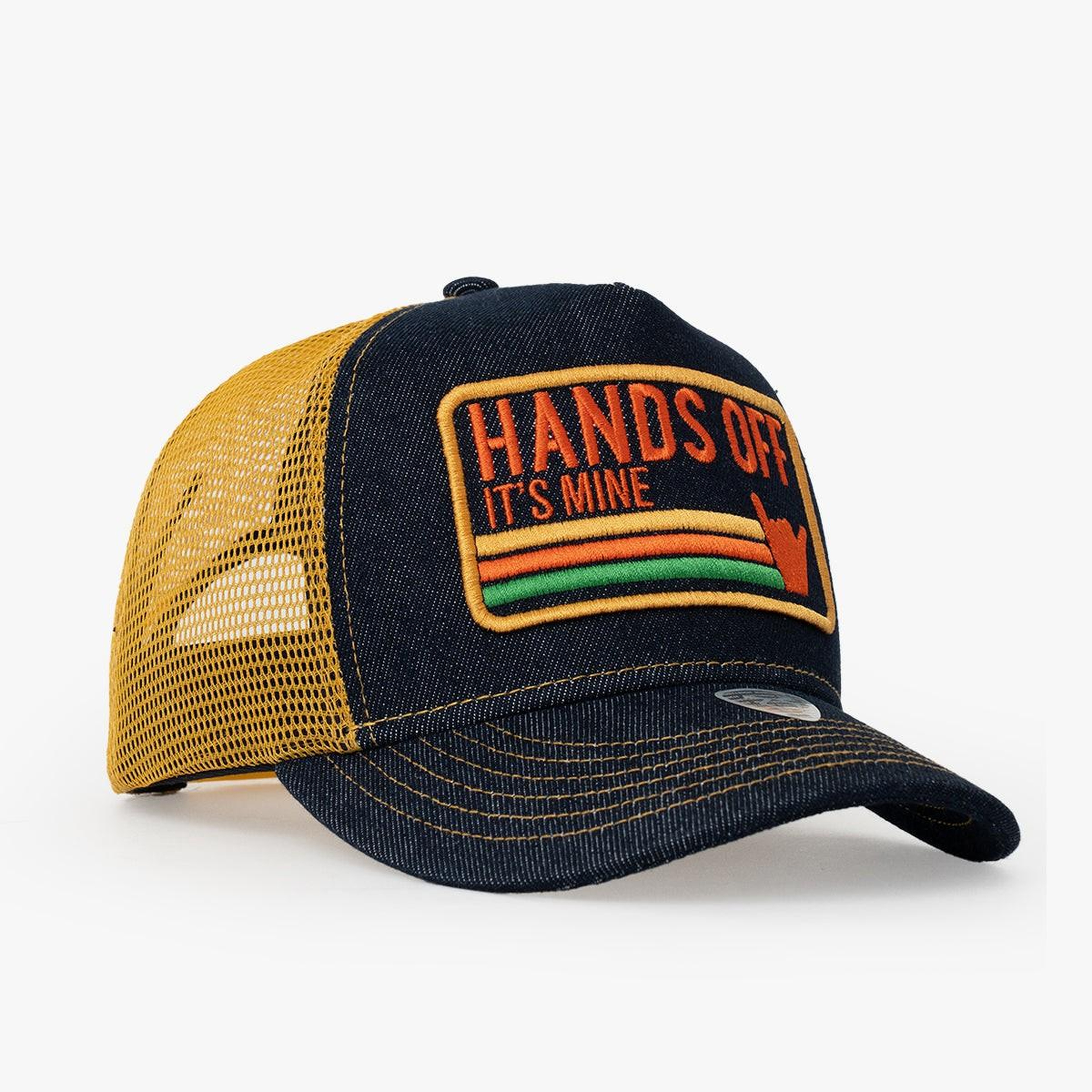 RustandRich Kadın Erkek Denim Trucker Şapka-Urban Collection-Hands Off