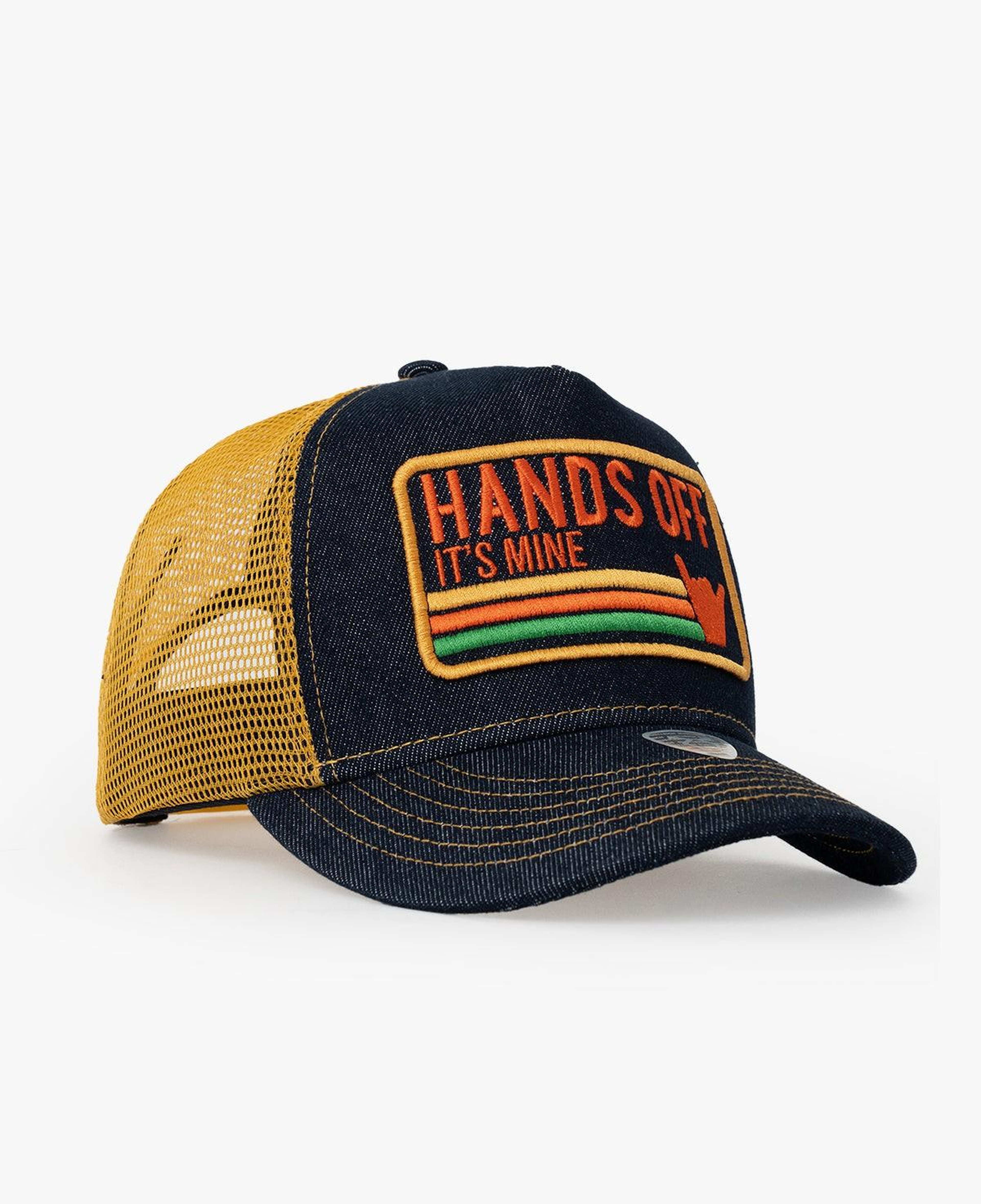 RustandRich Kadın Erkek Denim Trucker Şapka-Urban Collection-Hands Off