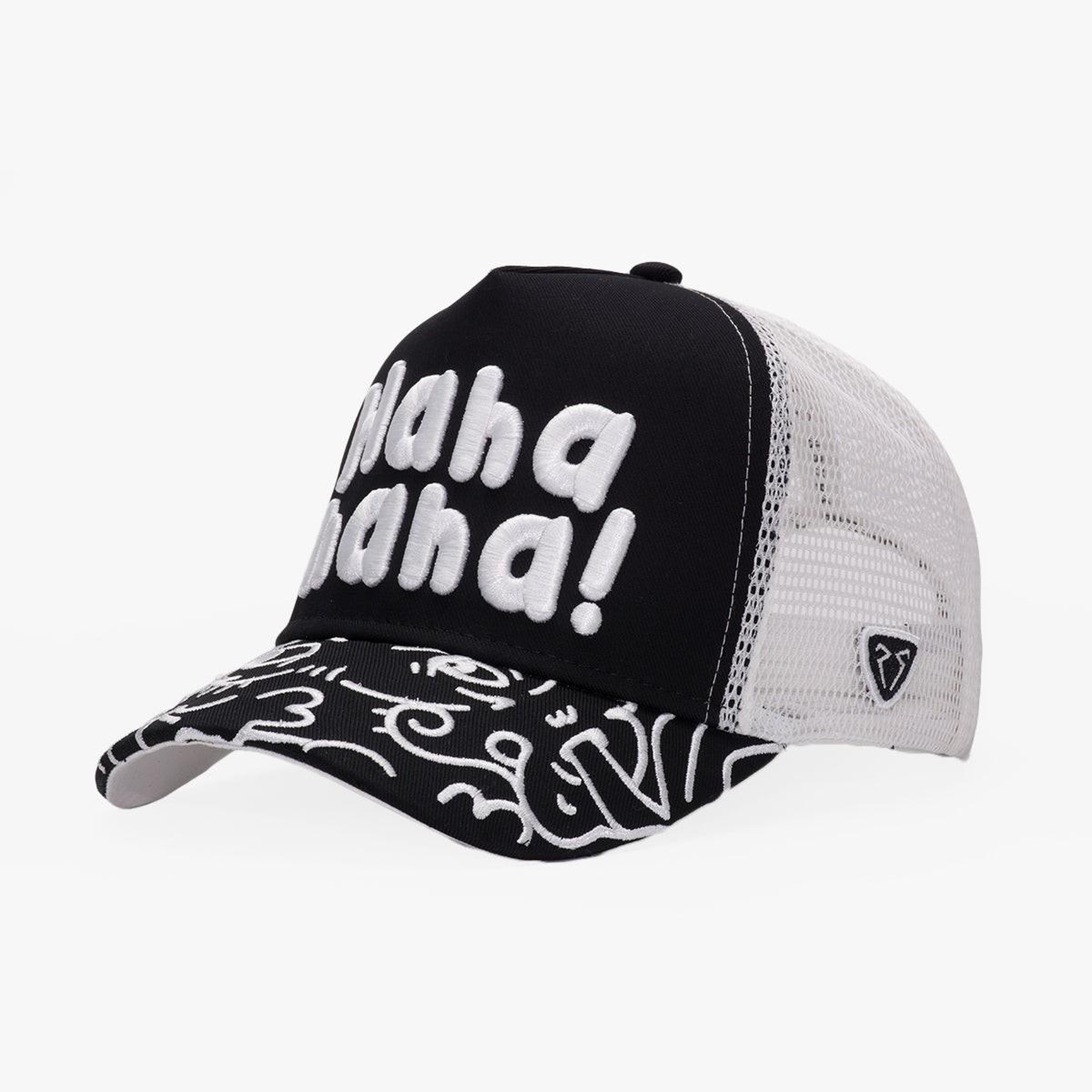 RustandRich Kadın Erkek Siyah Trucker Şapka-Art Collection-Doodle
