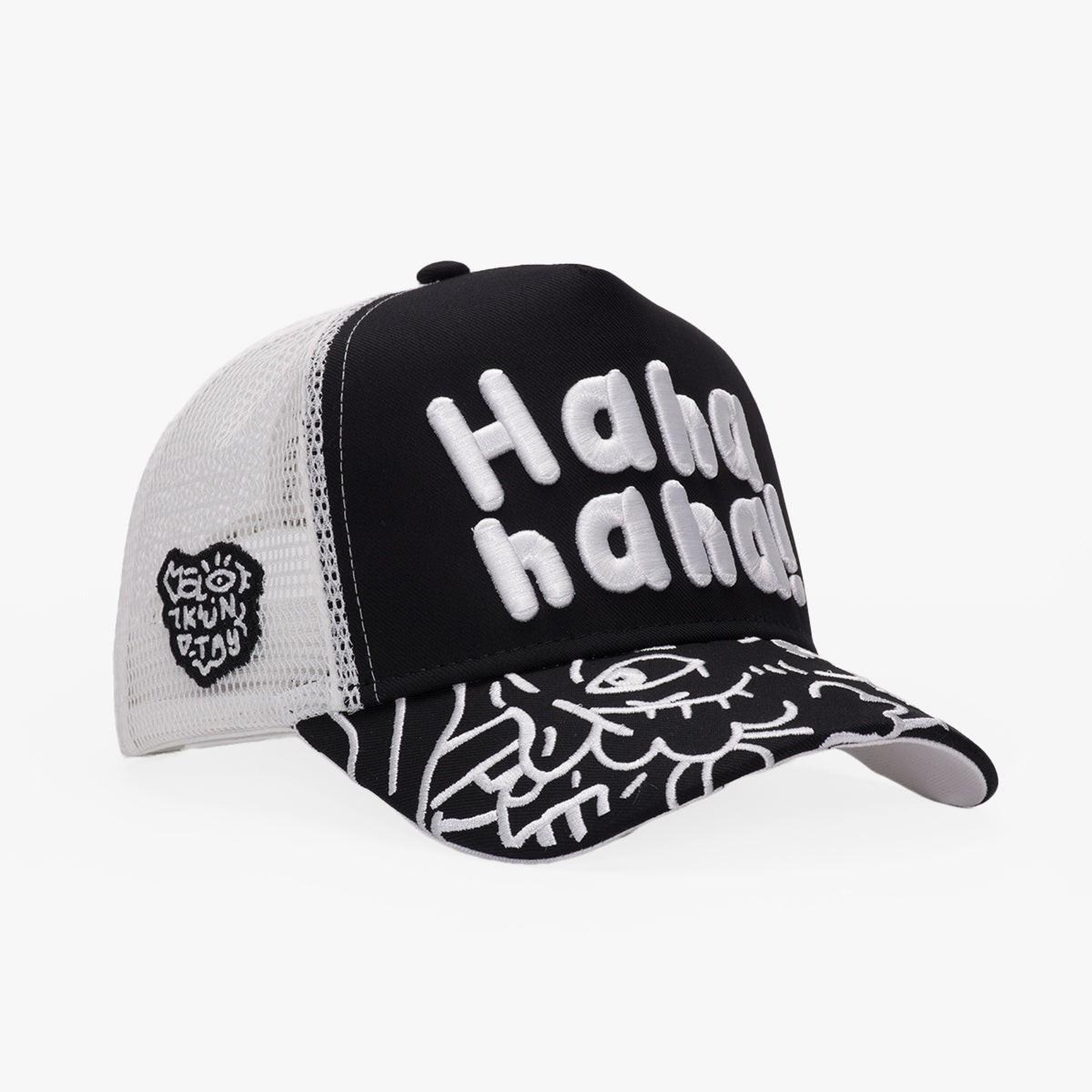 RustandRich Kadın Erkek Siyah Trucker Şapka-Art Collection-Doodle