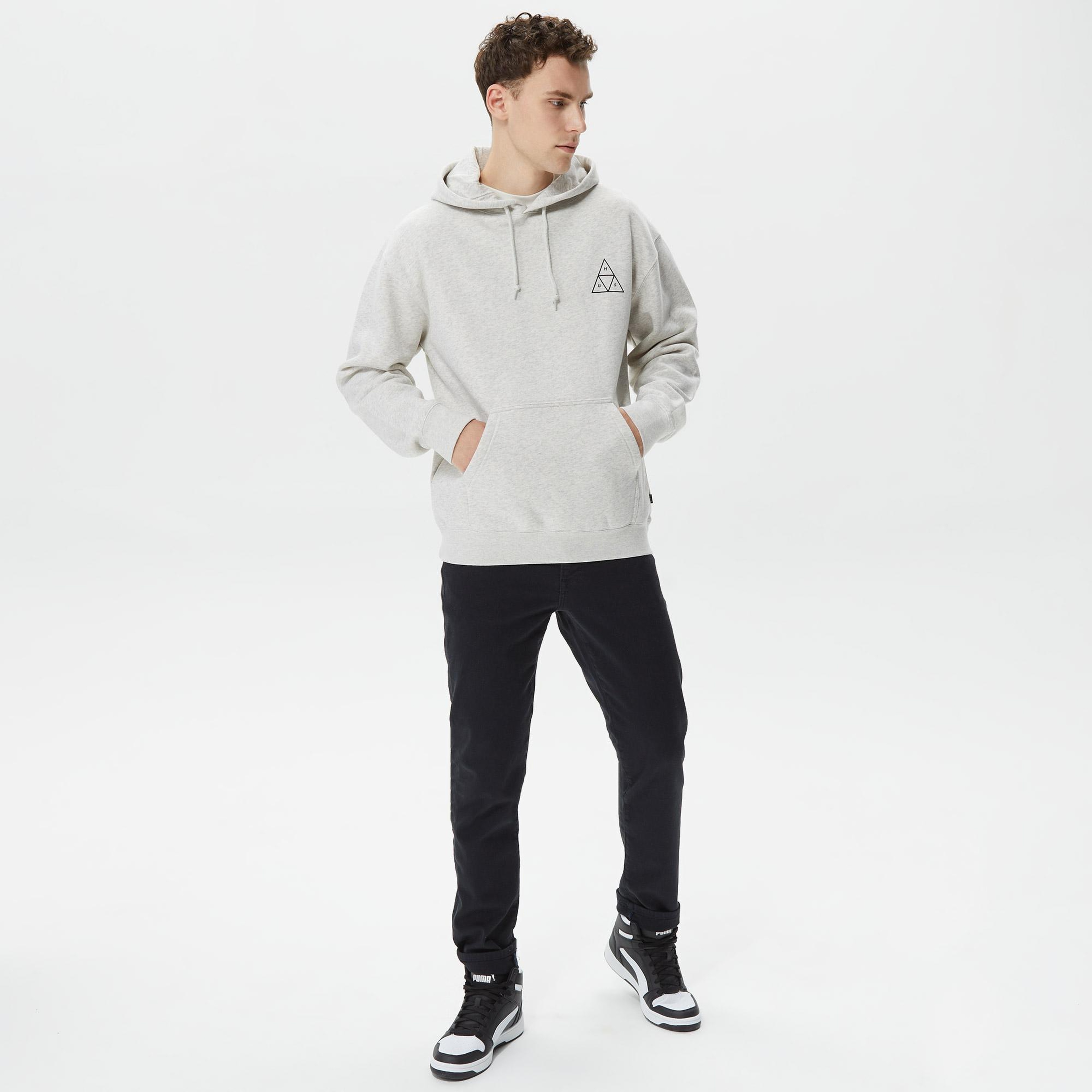 Huf Essentials Erkek Gri Hoodie