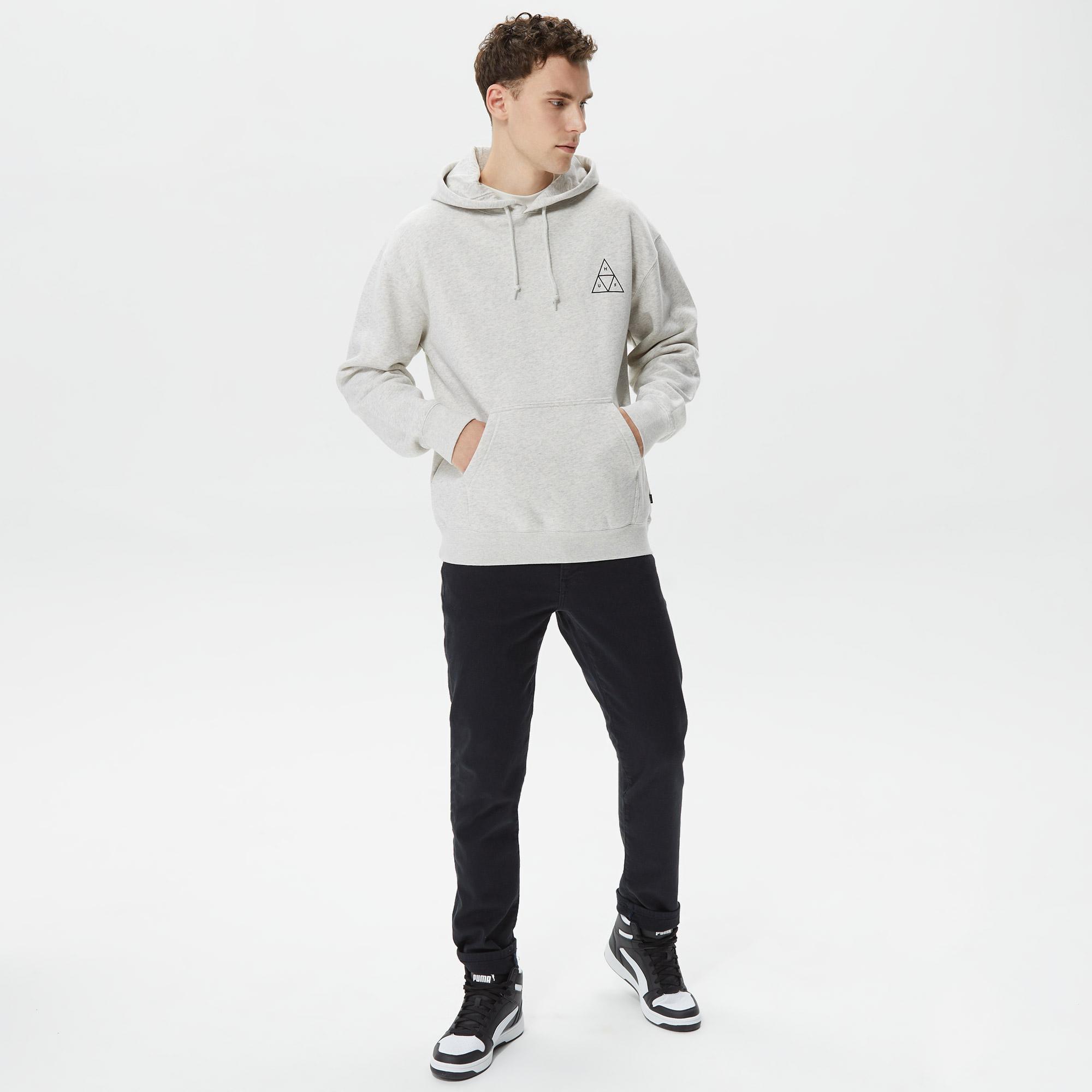 Huf Essentials Erkek Gri Hoodie