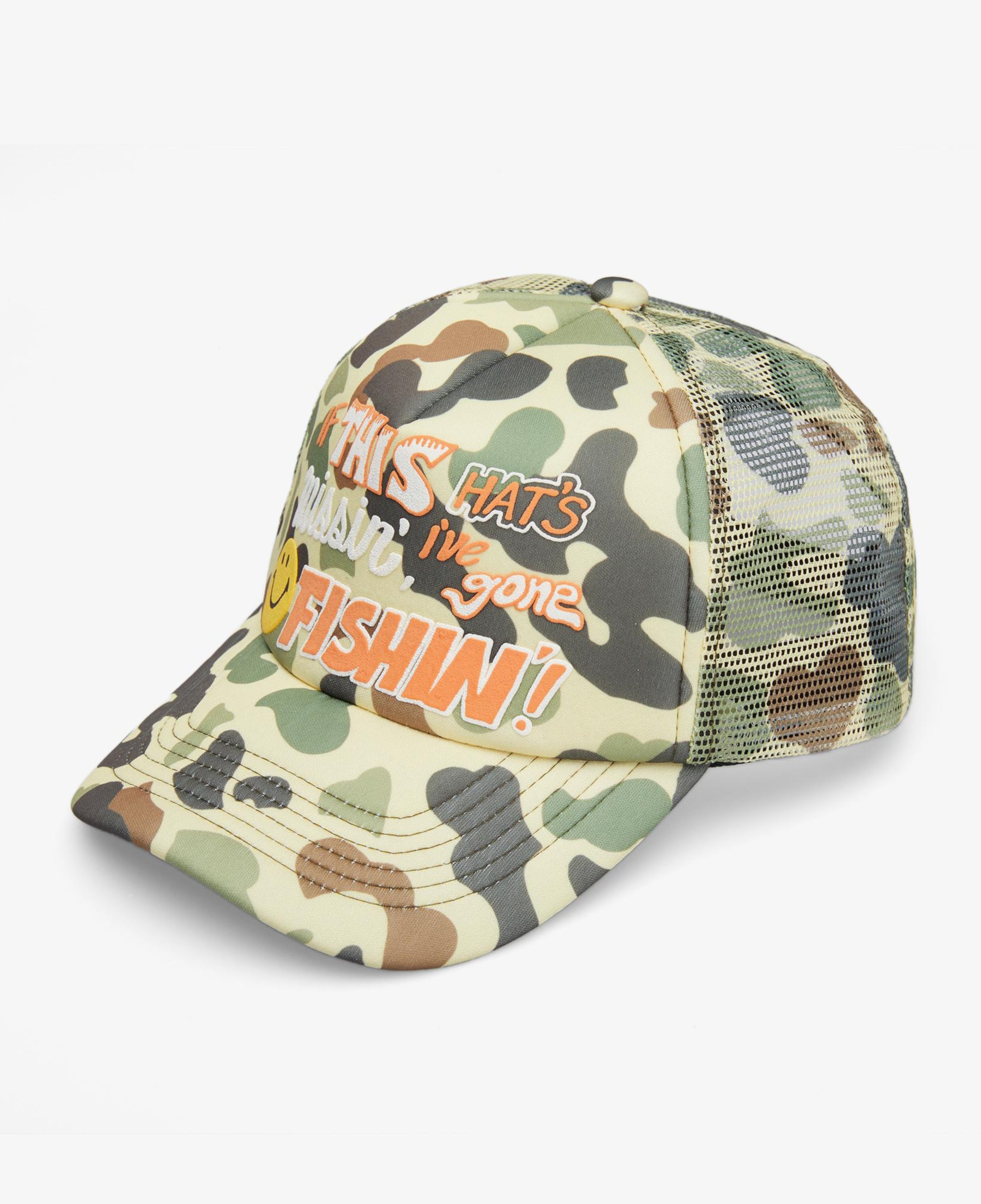 Market Smiley Camo Trucker Erkek Yeşil Şapka
